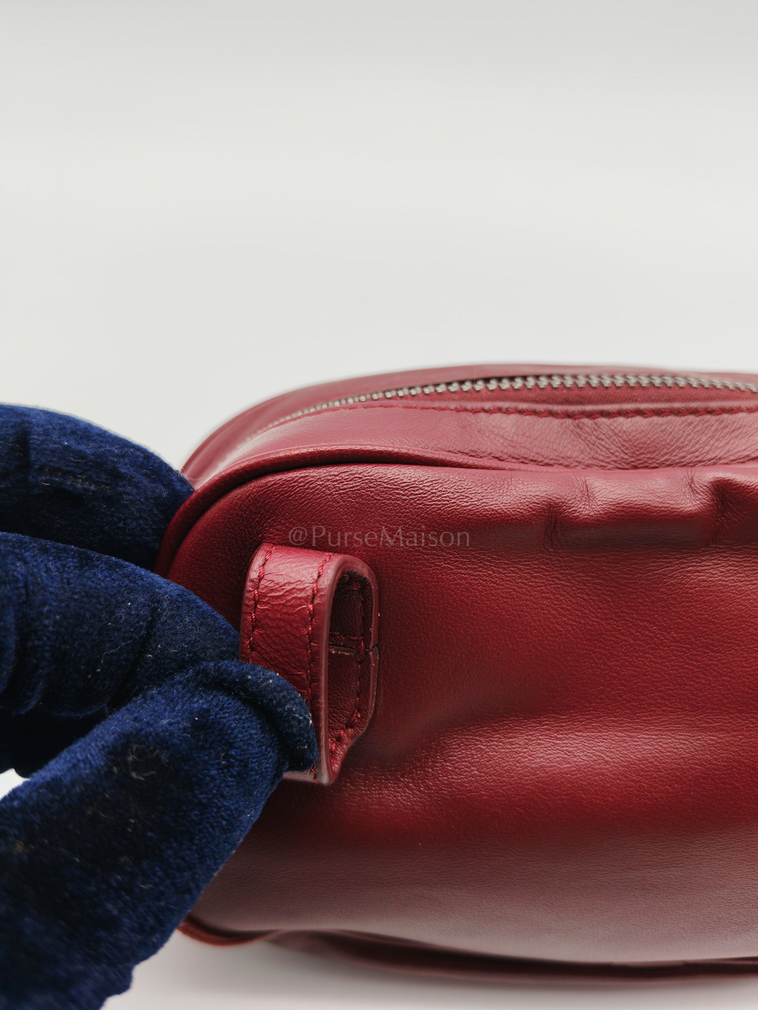 Intrecciato Burgundy Nappa Leather Belt Bag | Purse Maison Luxury Bags Shop