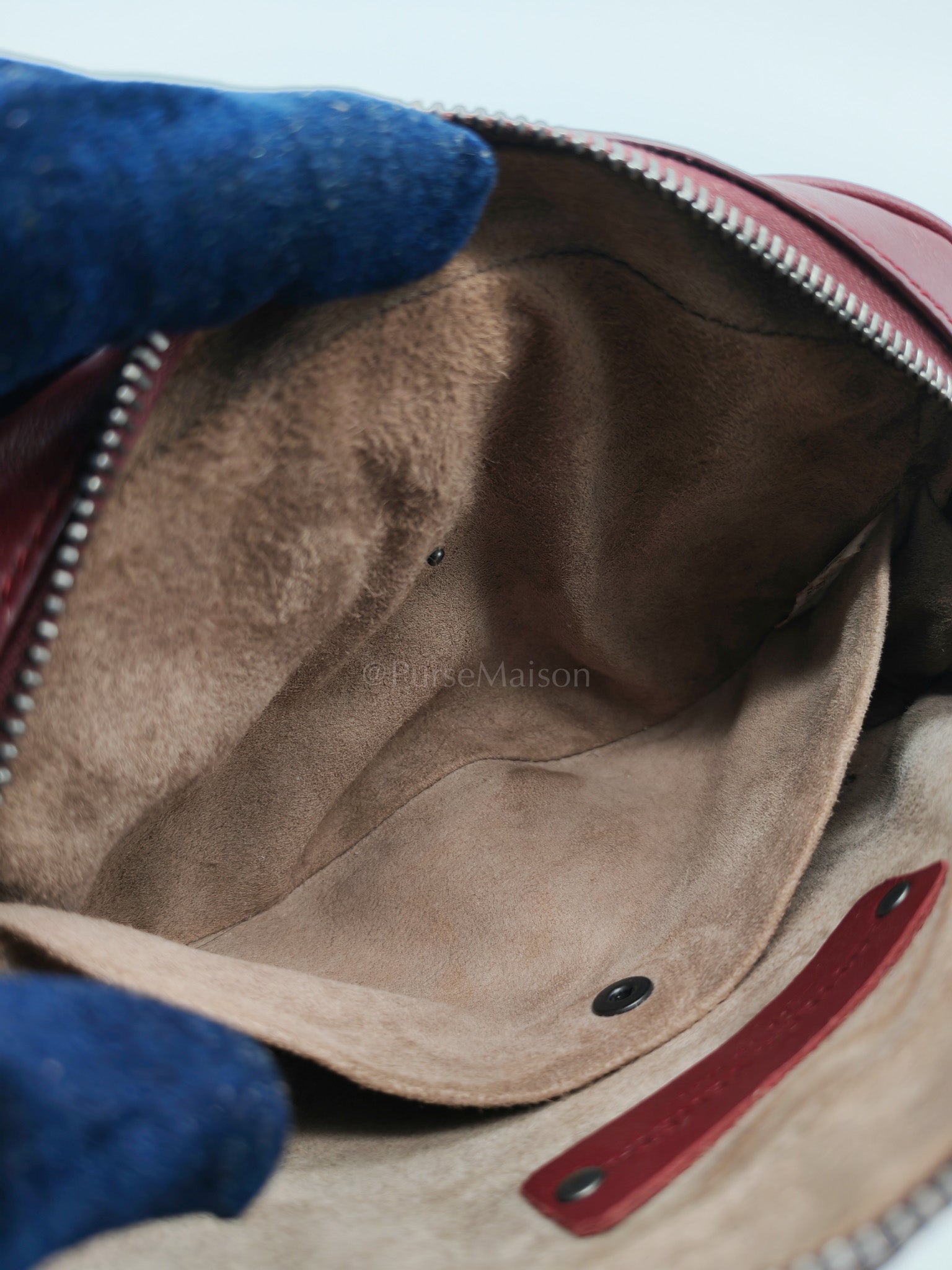 Intrecciato Burgundy Nappa Leather Belt Bag | Purse Maison Luxury Bags Shop