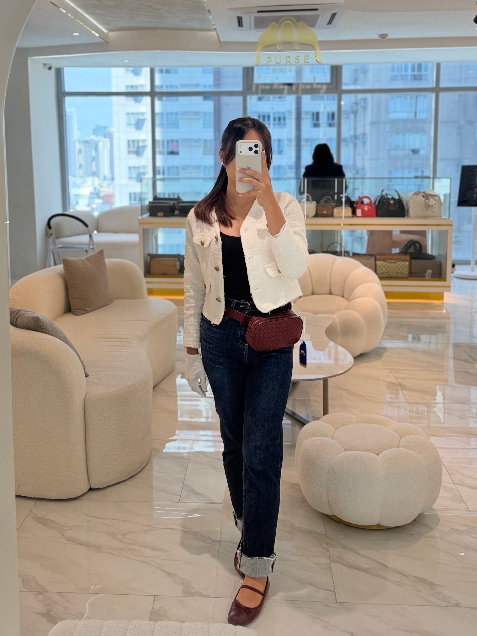 Intrecciato Burgundy Nappa Leather Belt Bag | Purse Maison Luxury Bags Shop