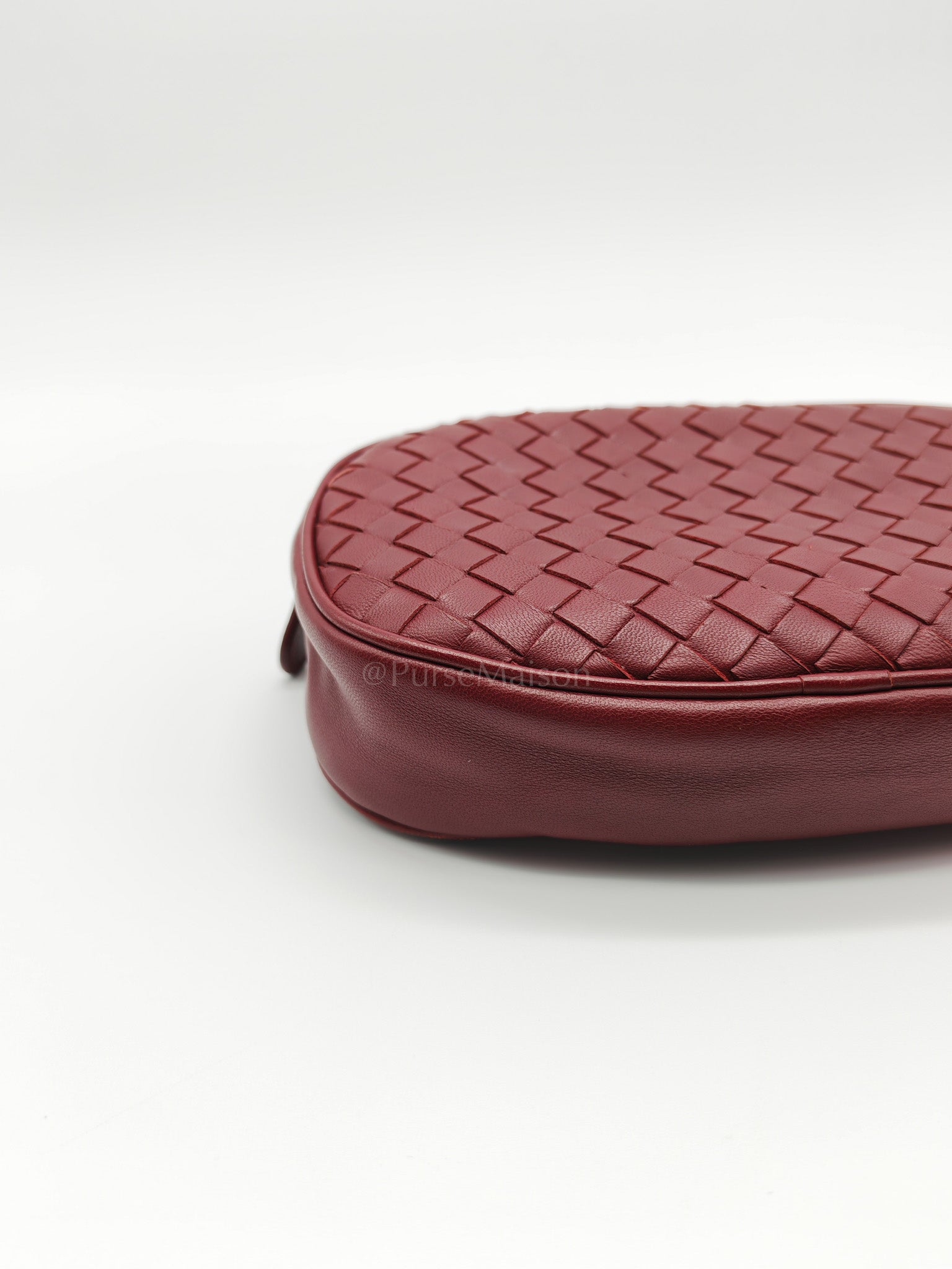 Intrecciato Burgundy Nappa Leather Belt Bag | Purse Maison Luxury Bags Shop