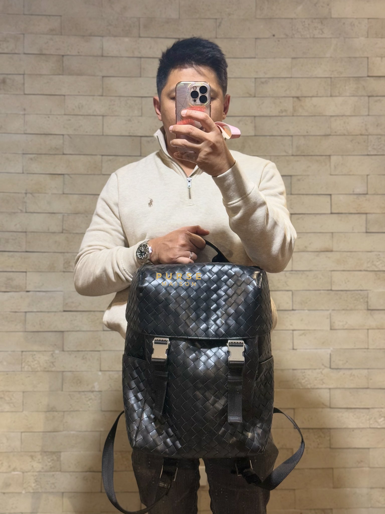 Intrecciato Flap Hombre Backpack | Purse Maison Luxury Bags Shop