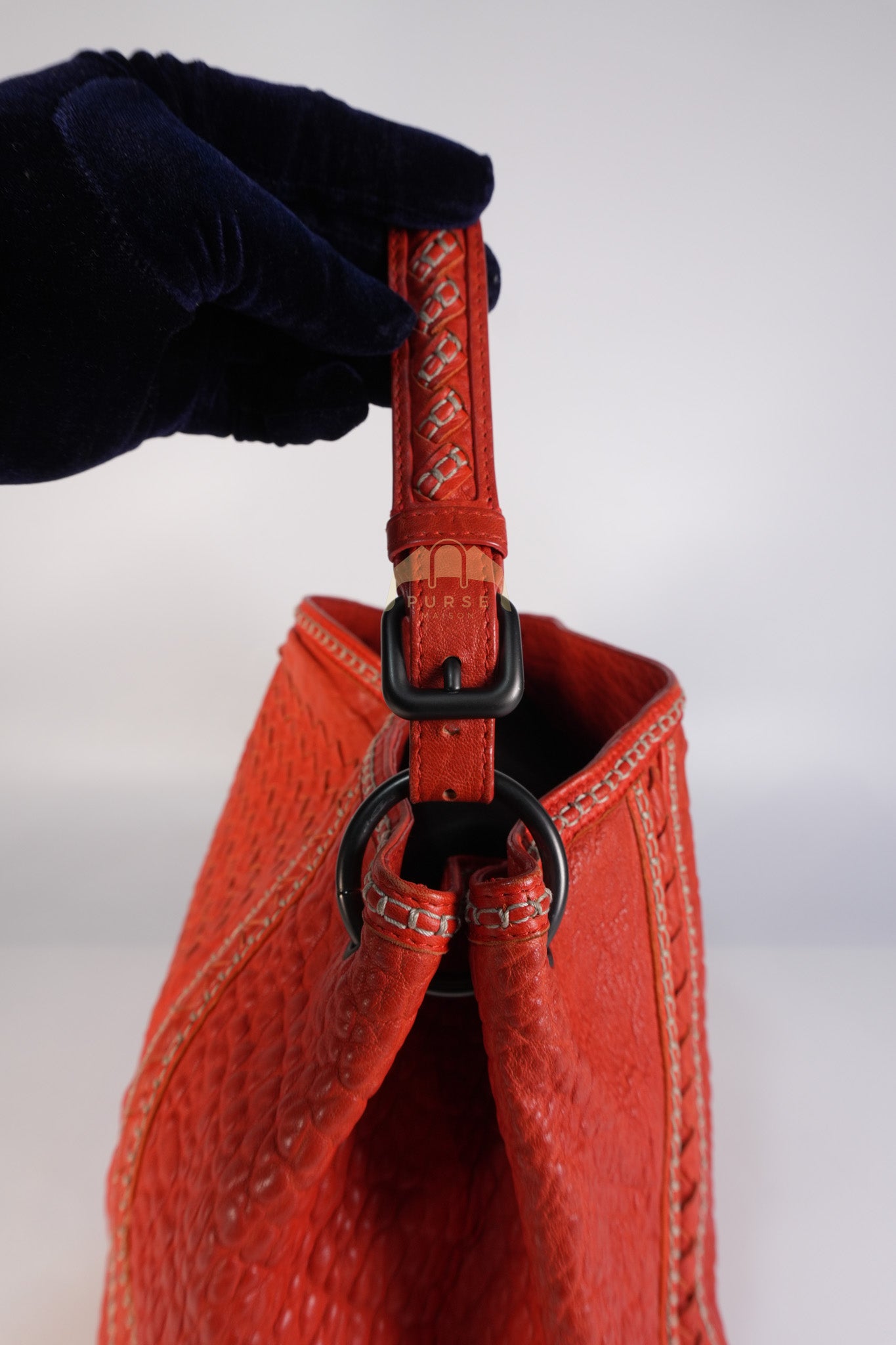 Intrecciato Hobo Tote Bag in Orange | Purse Maison Luxury Bags Shop