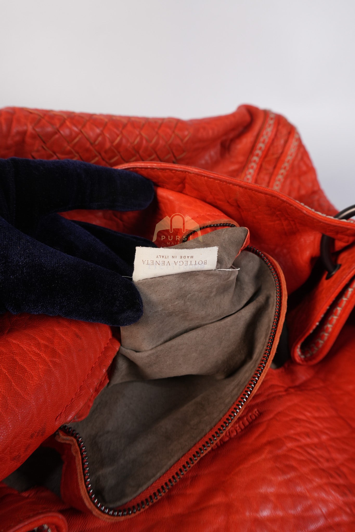 Intrecciato Hobo Tote Bag in Orange | Purse Maison Luxury Bags Shop