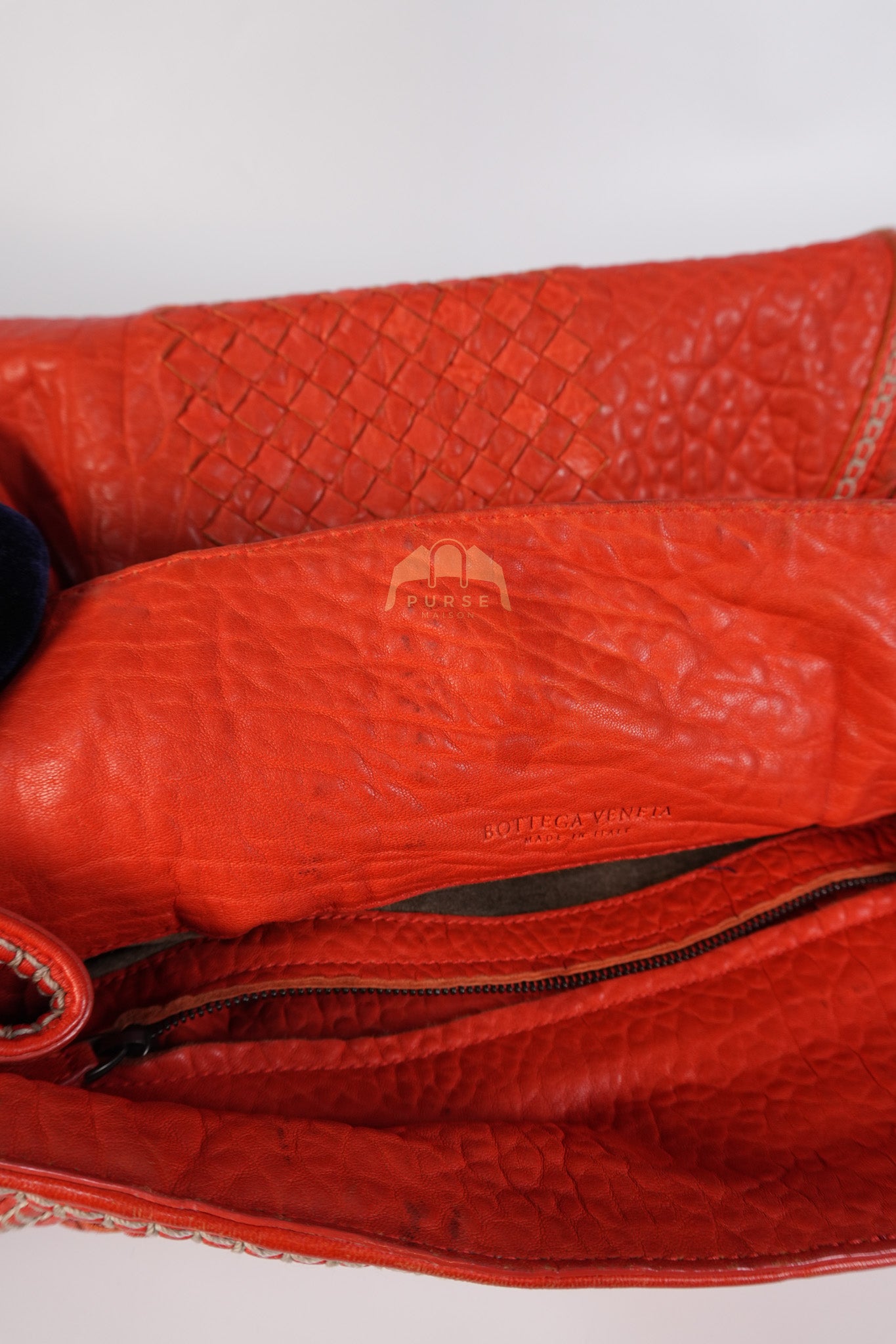 Intrecciato Hobo Tote Bag in Orange | Purse Maison Luxury Bags Shop