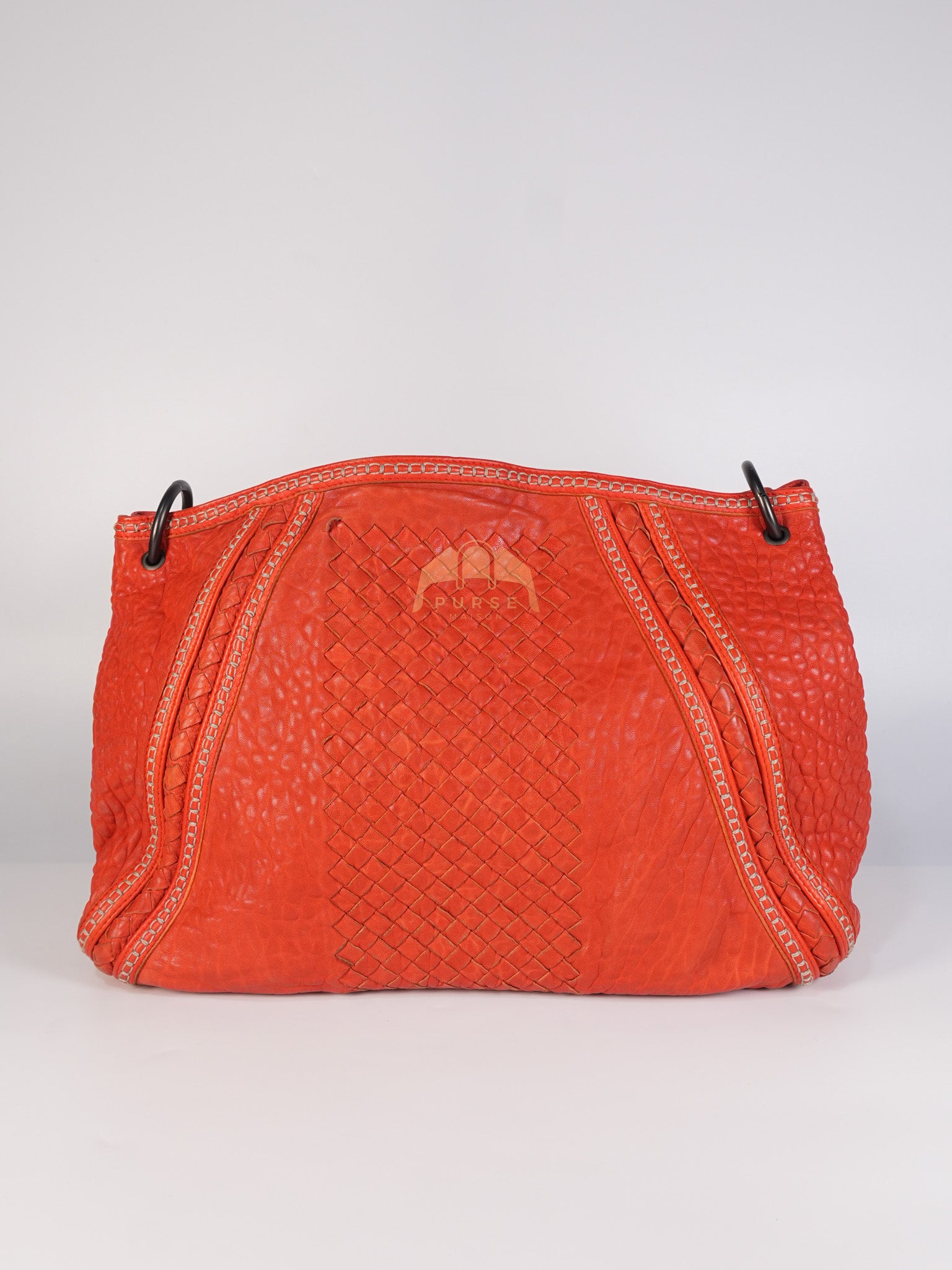 Intrecciato Hobo Tote Bag in Orange | Purse Maison Luxury Bags Shop