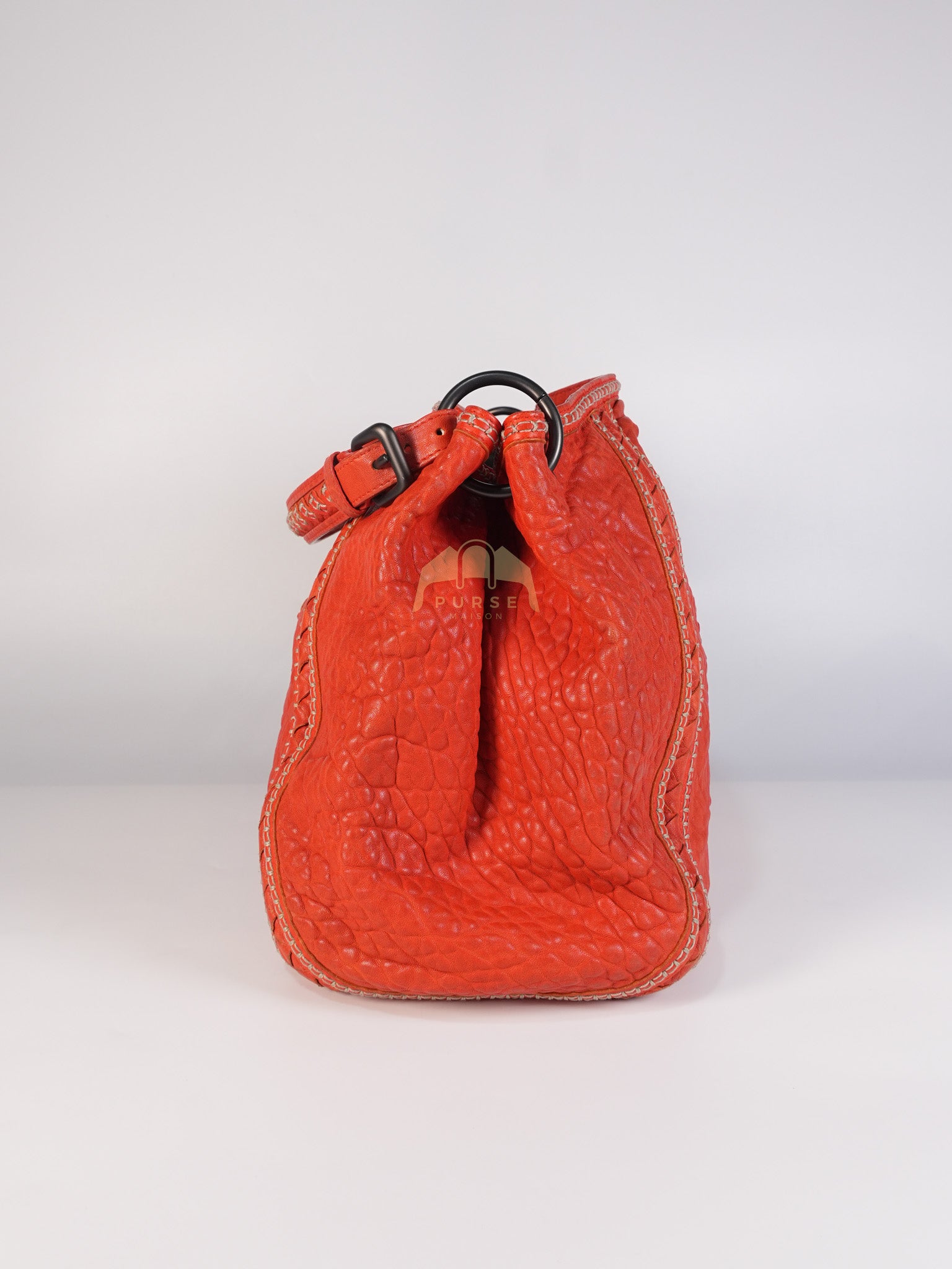 Intrecciato Hobo Tote Bag in Orange | Purse Maison Luxury Bags Shop