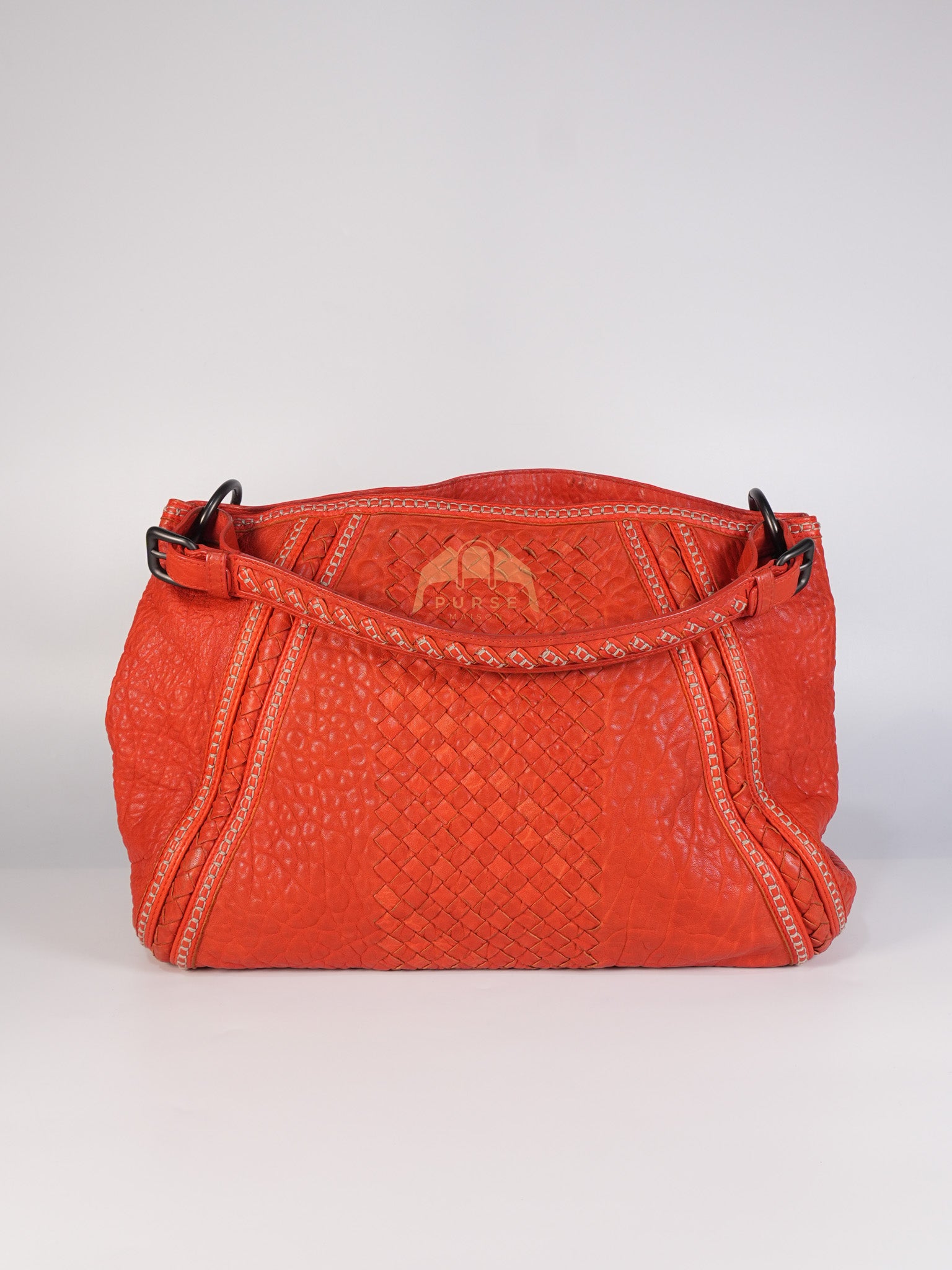 Intrecciato Hobo Tote Bag in Orange | Purse Maison Luxury Bags Shop