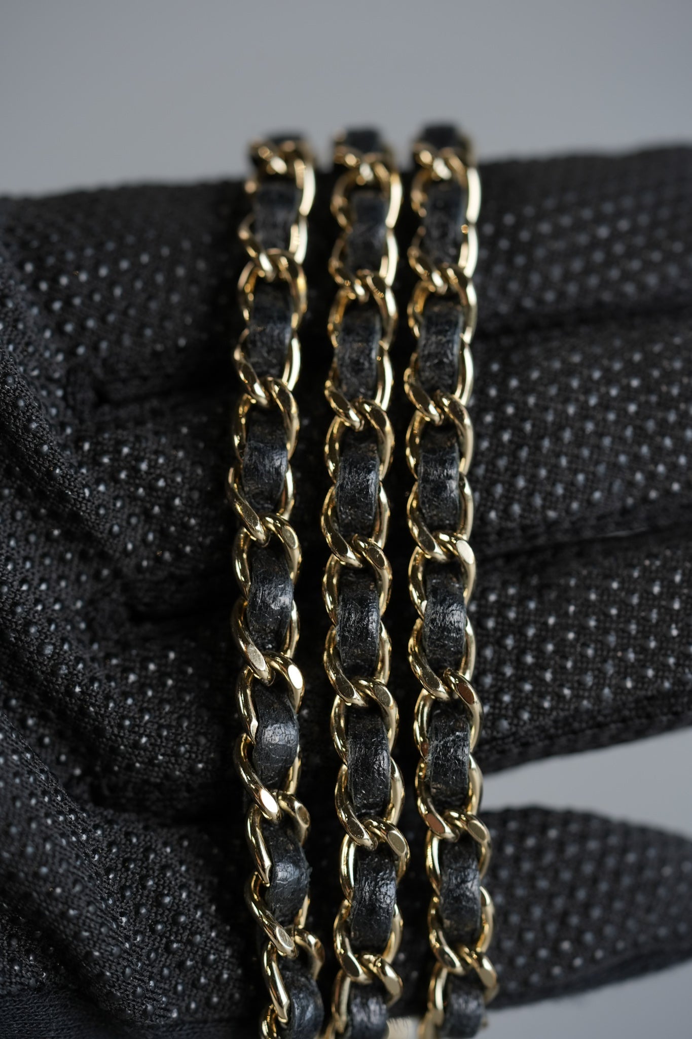 iPhone 14 Case with Pearl Crush Chain in Black Caviar and Light Harware Series 31 | Purse Maison Luxury Bags Shop