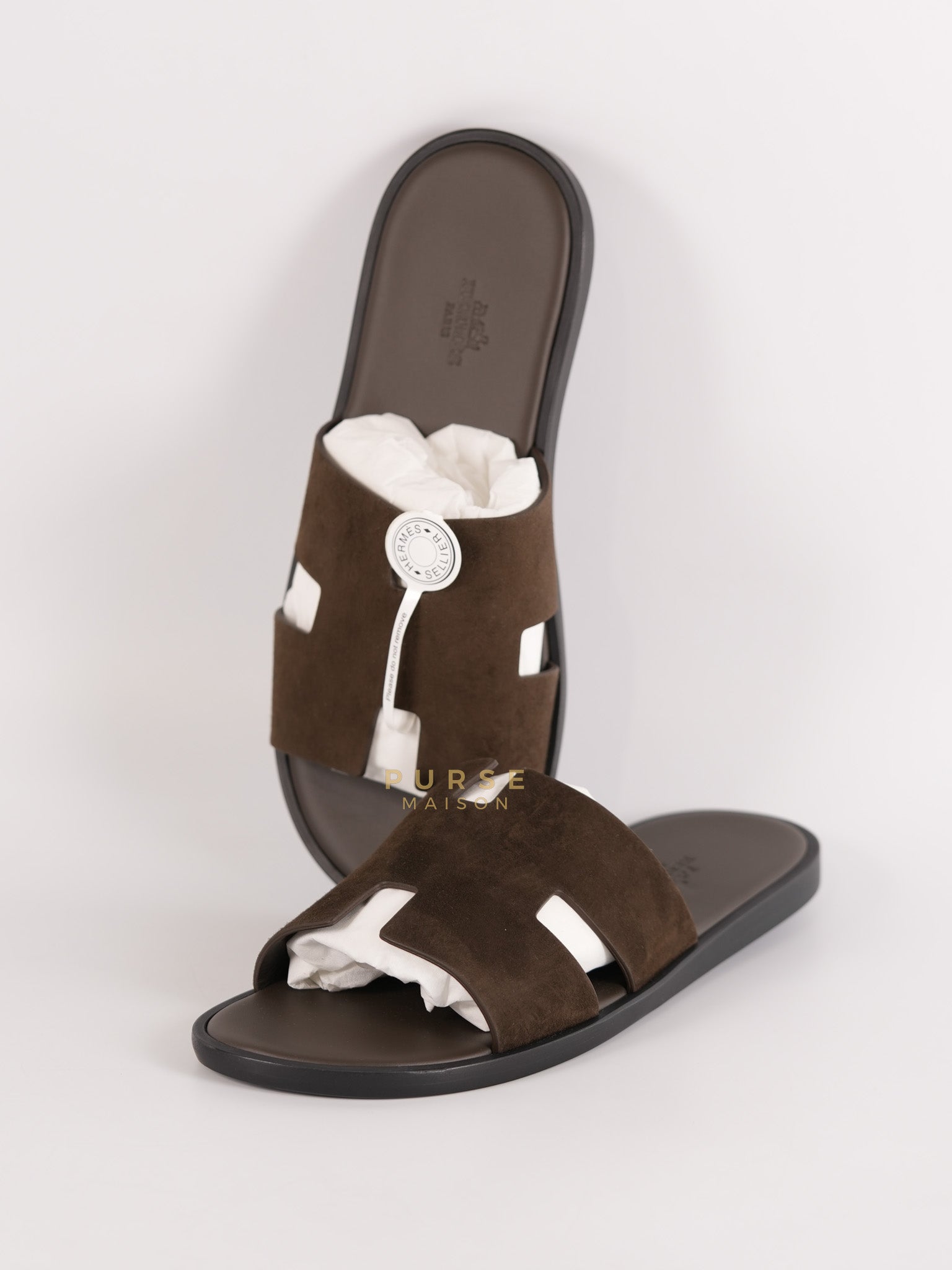 Izmir Sandals in Dark Brown Suede Leather Size 41 EU ( 26cm) | Purse Maison Luxury Bags Shop