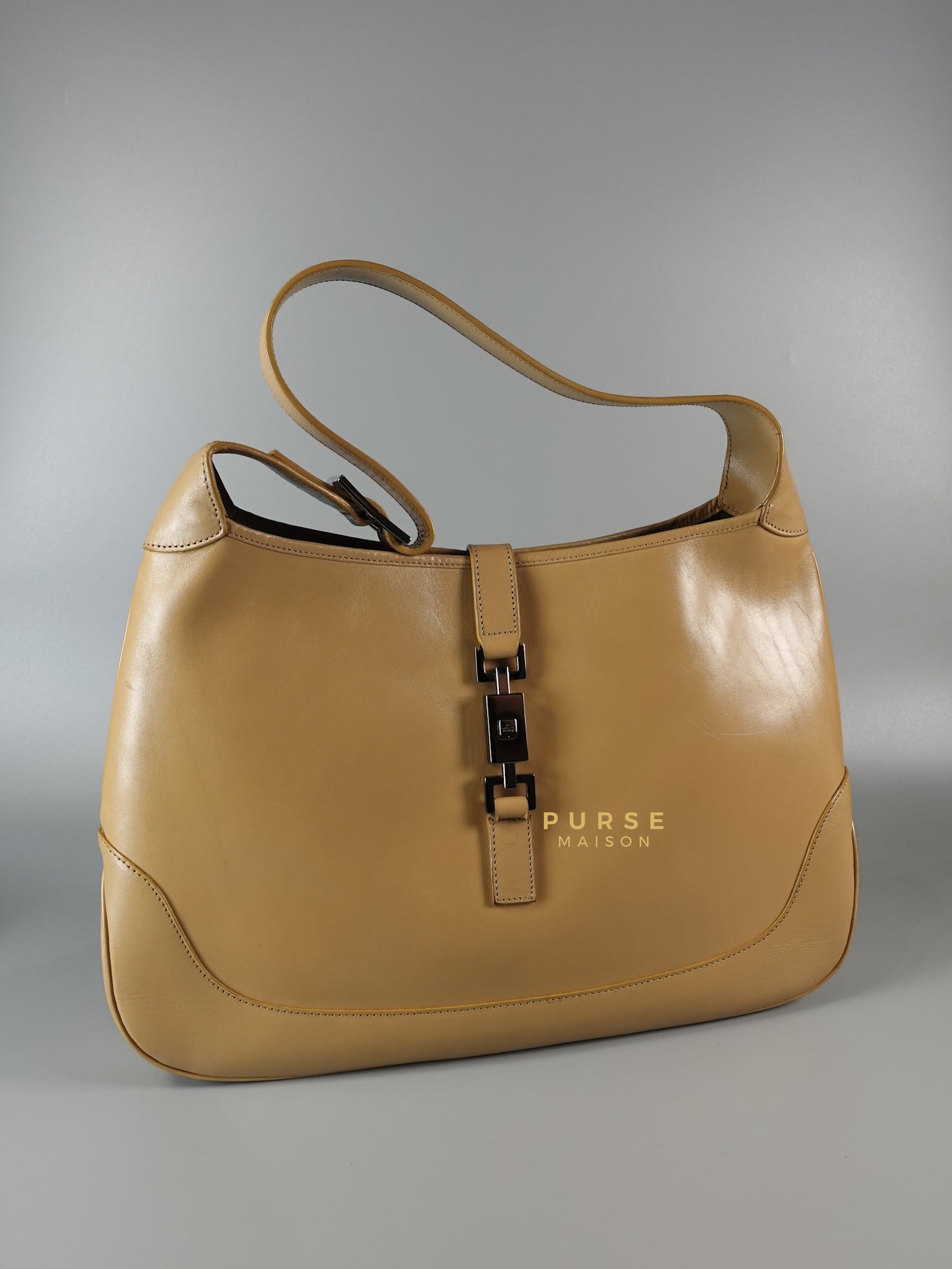 Jackie Beige Leather Shoulder Bag | Purse Maison Luxury Bags Shop