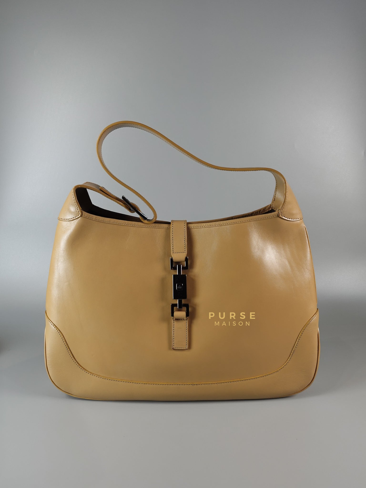 Jackie Beige Leather Shoulder Bag | Purse Maison Luxury Bags Shop