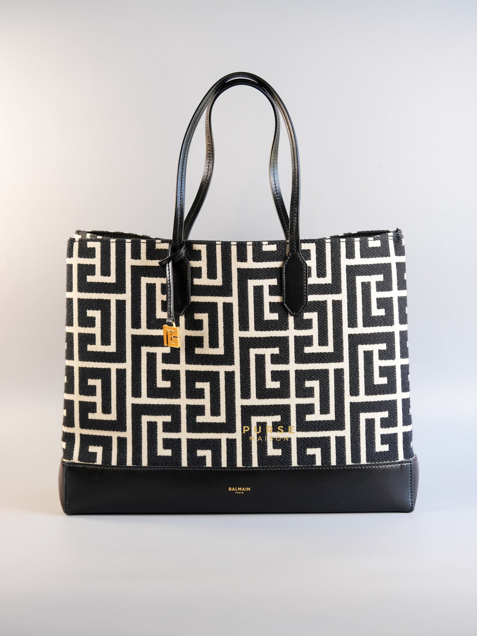 Jacquard Medium Monogram Black & White Tote Bag | Purse Maison Luxury Bags Shop