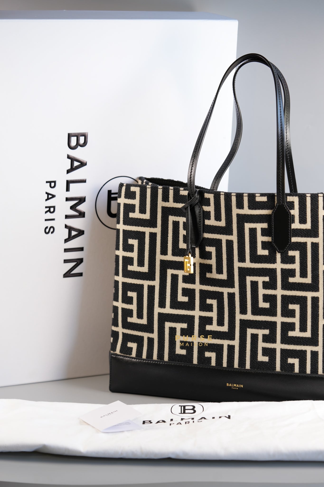 Jacquard Medium Monogram Black & White Tote Bag | Purse Maison Luxury Bags Shop