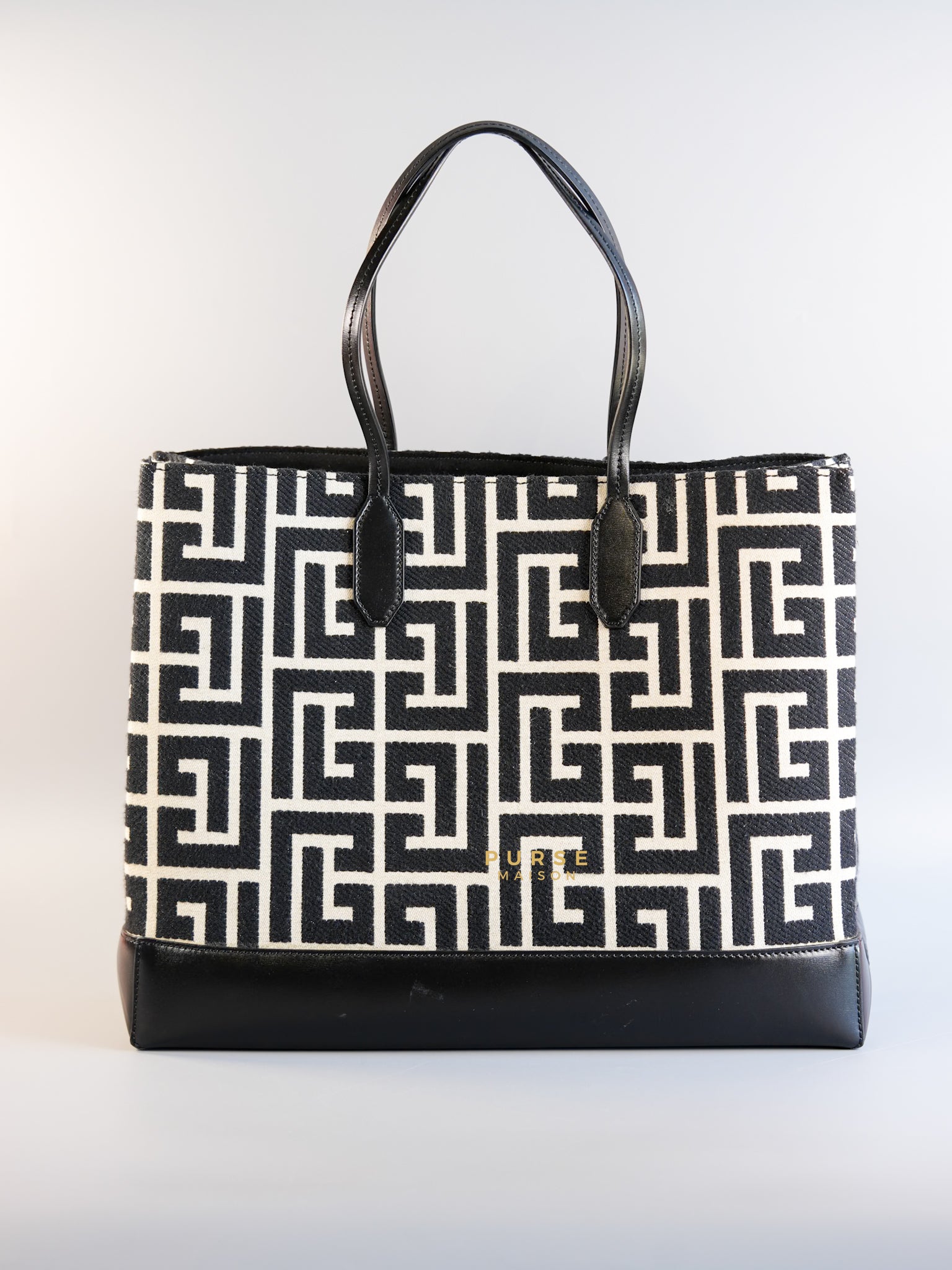 Jacquard Medium Monogram Black & White Tote Bag | Purse Maison Luxury Bags Shop