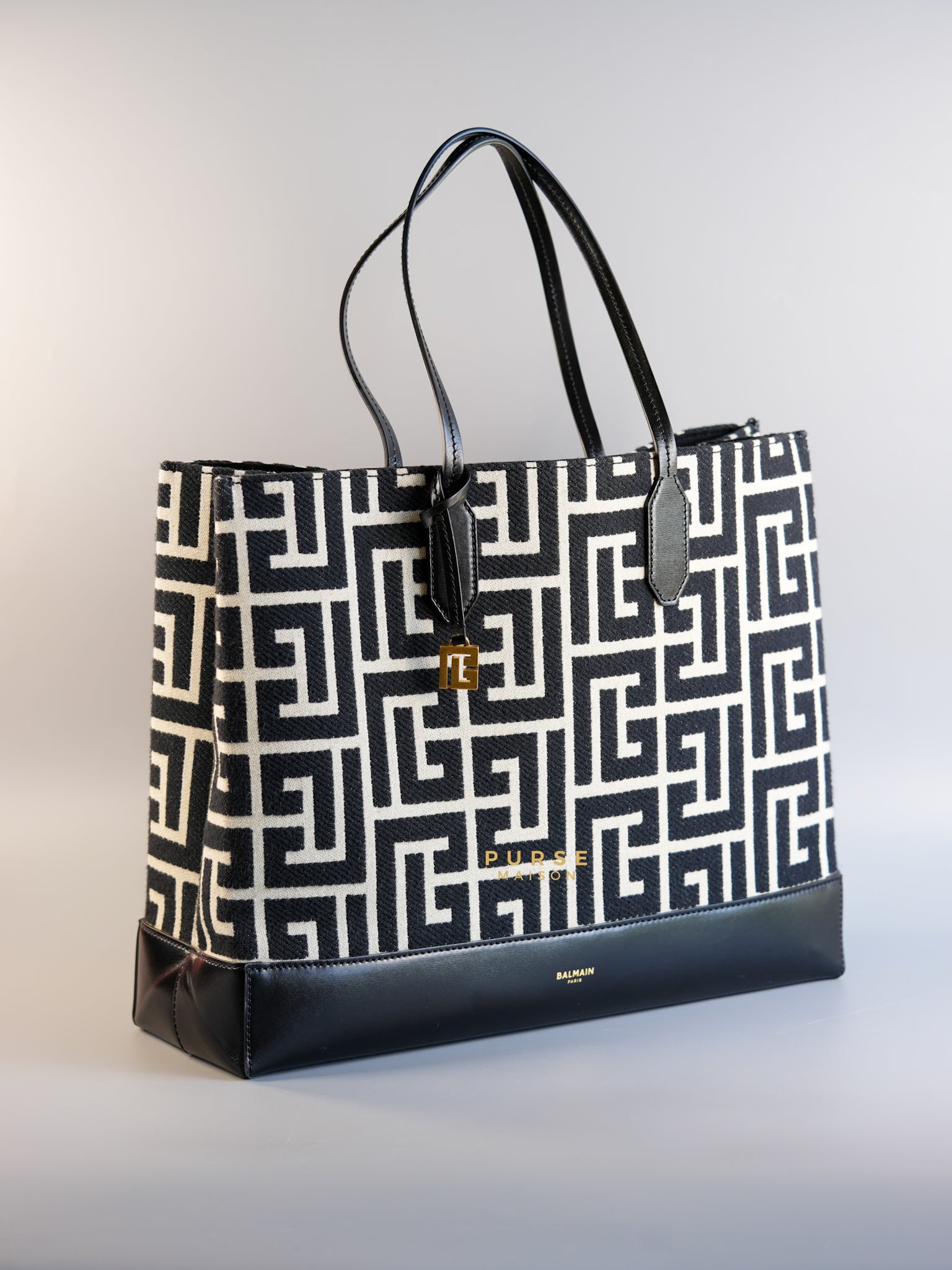 Jacquard Medium Monogram Black & White Tote Bag | Purse Maison Luxury Bags Shop