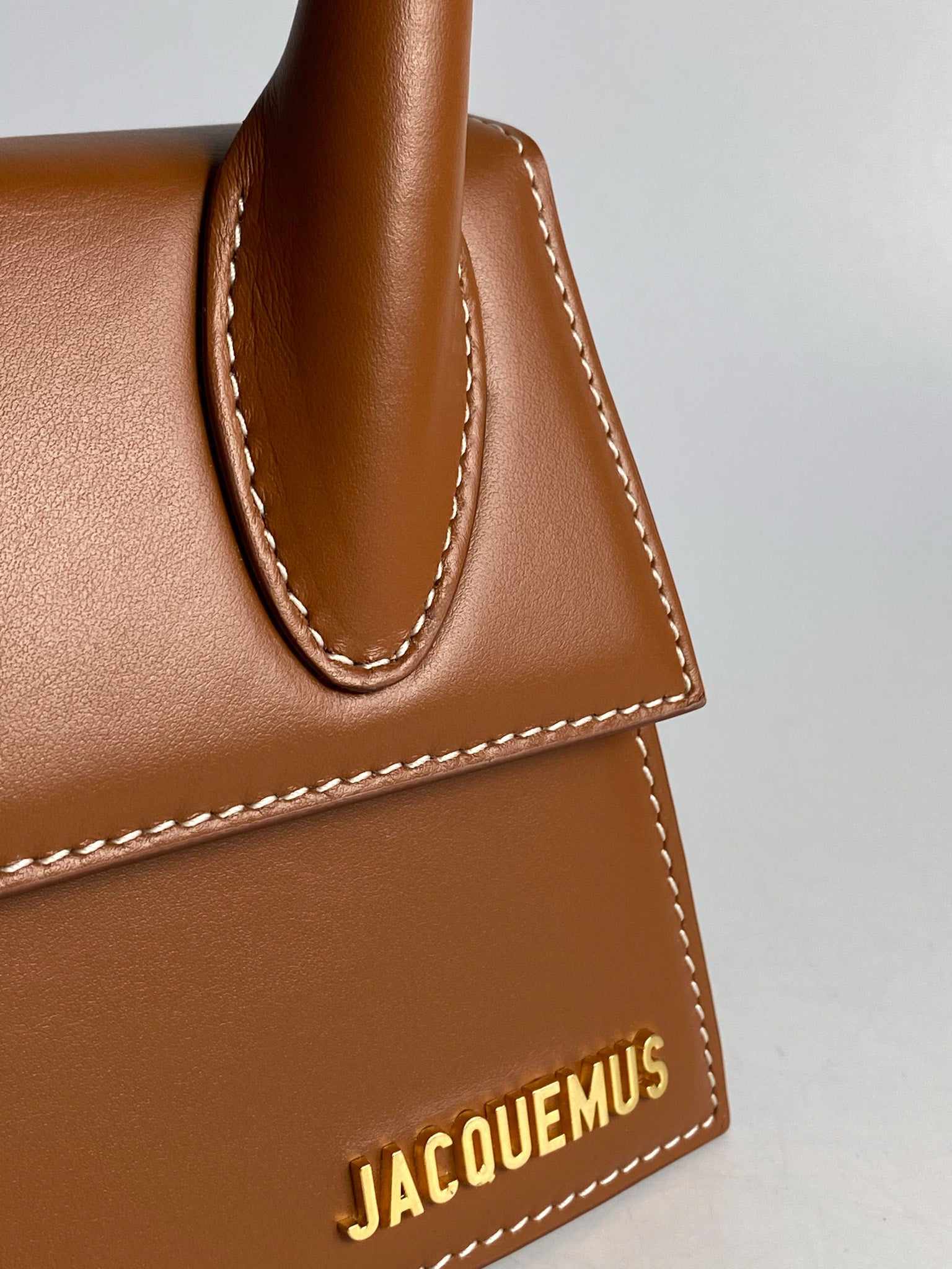 Jacquemus Le Chiquito Y Brown Mini Bag in Gold Hardware