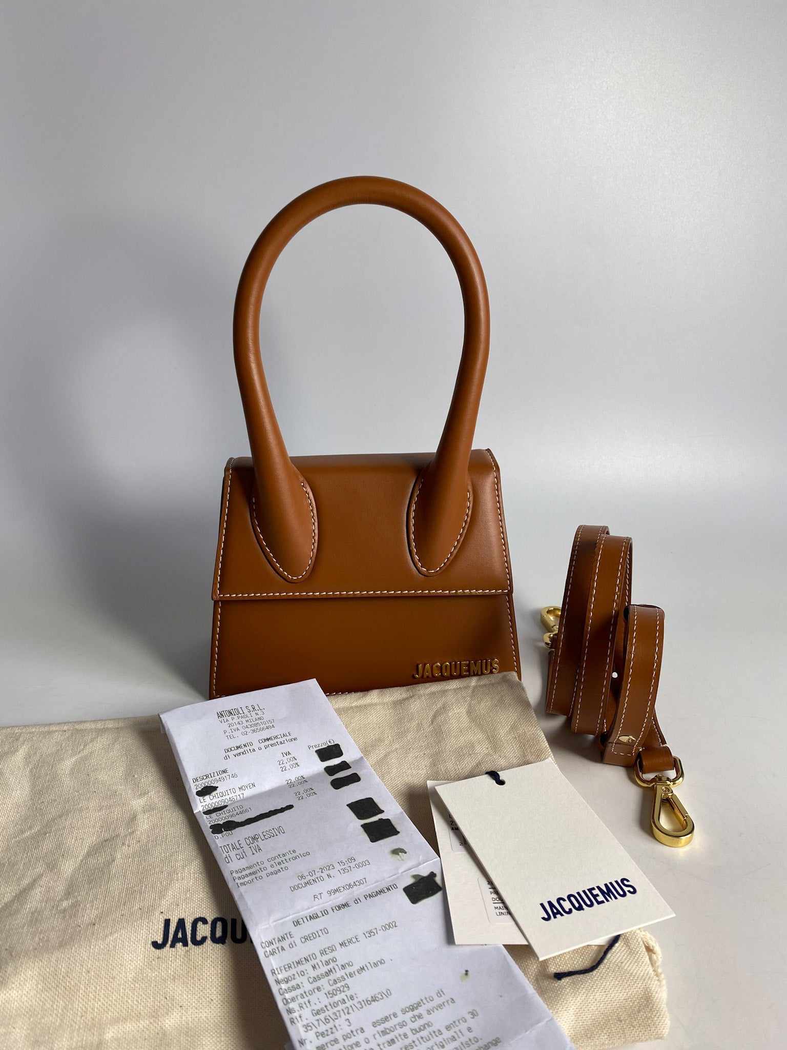 Jacquemus Le Chiquito Y Brown Mini Bag in Gold Hardware