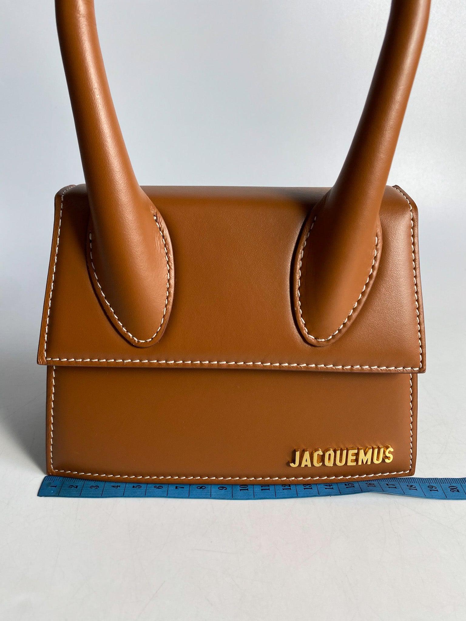 Jacquemus Le Chiquito Moyen Y Brown Bag in Gold Hardware