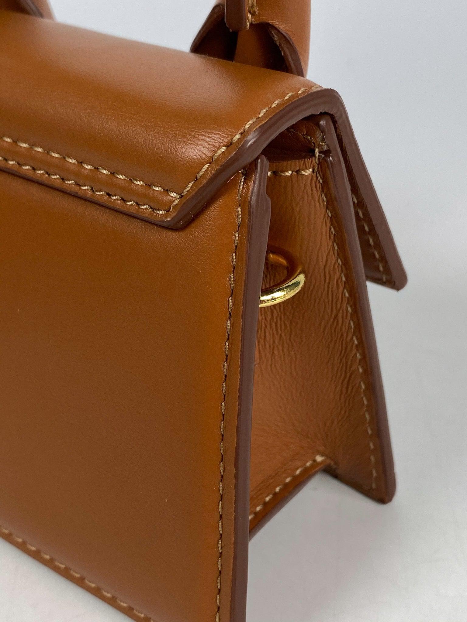 Jacquemus Le Chiquito Y Brown Mini Bag in Gold Hardware