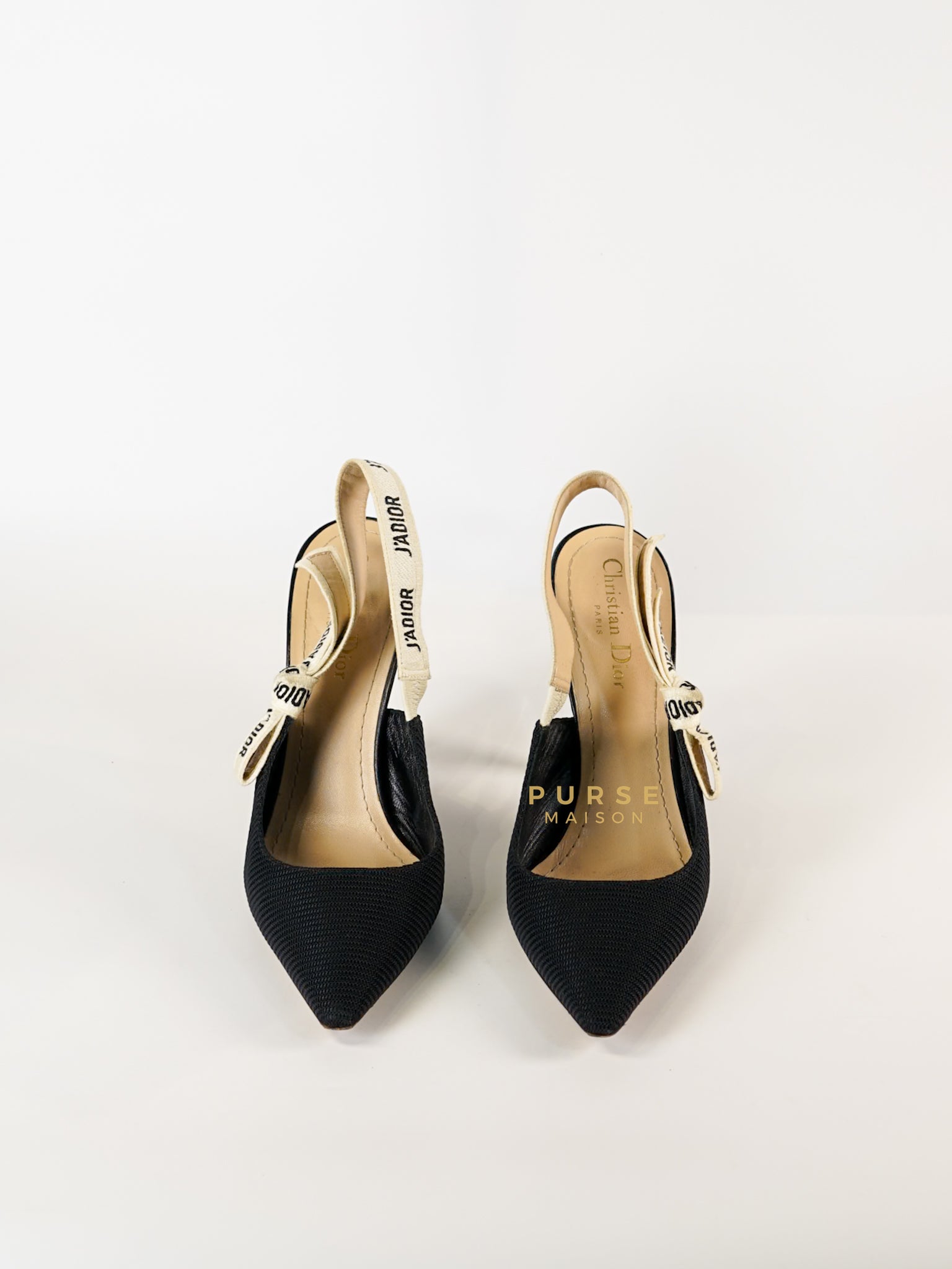 J'Adior Slingback Pump Black Technical Fabric High Heels Size 38.5 (26.5cm) | Purse Maison Luxury Bags Shop