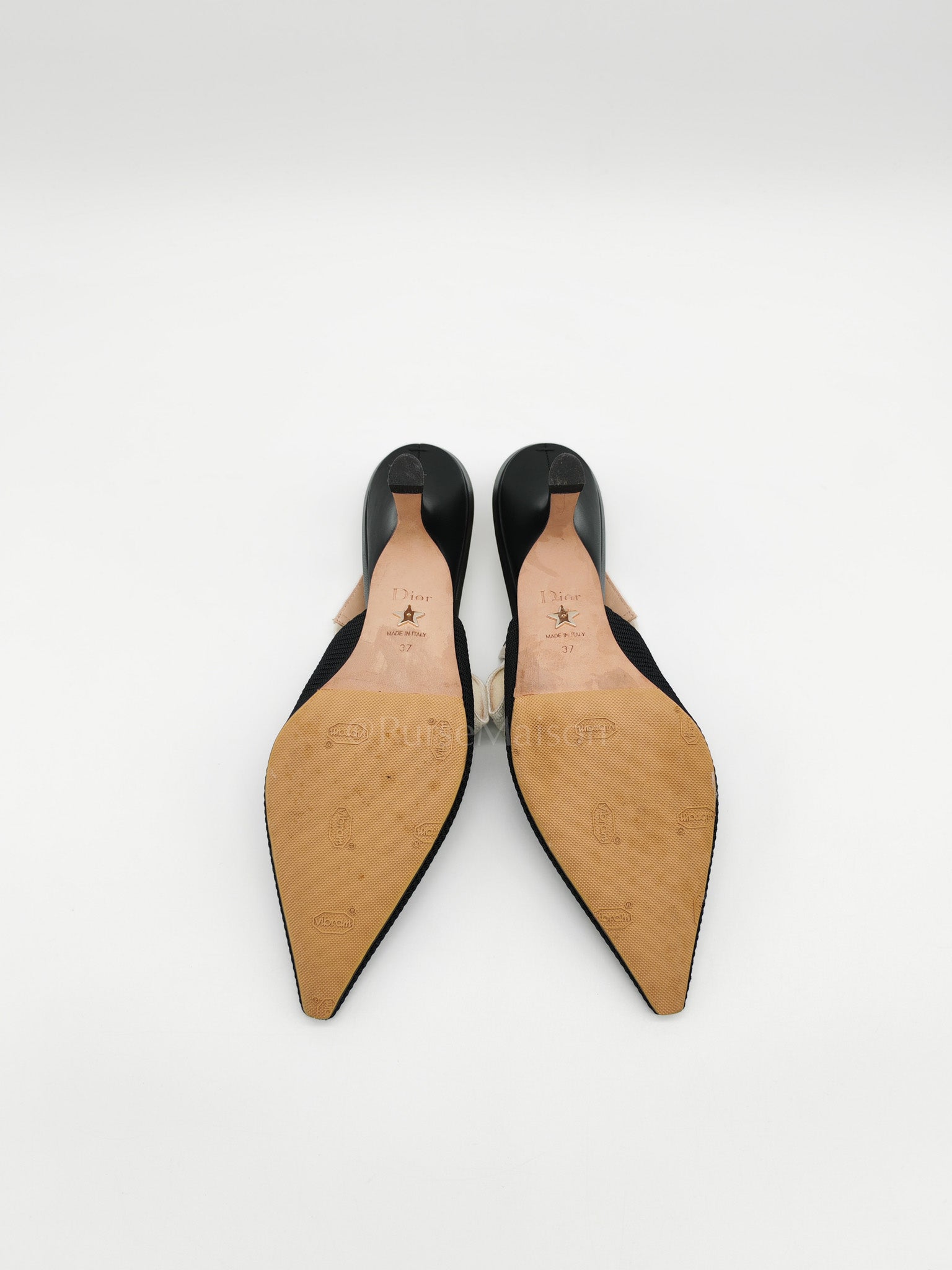 J'adior Slingback Pumps in Black Technical Fabric Size 37 EU (24cm) | Purse Maison Luxury Bags Shop