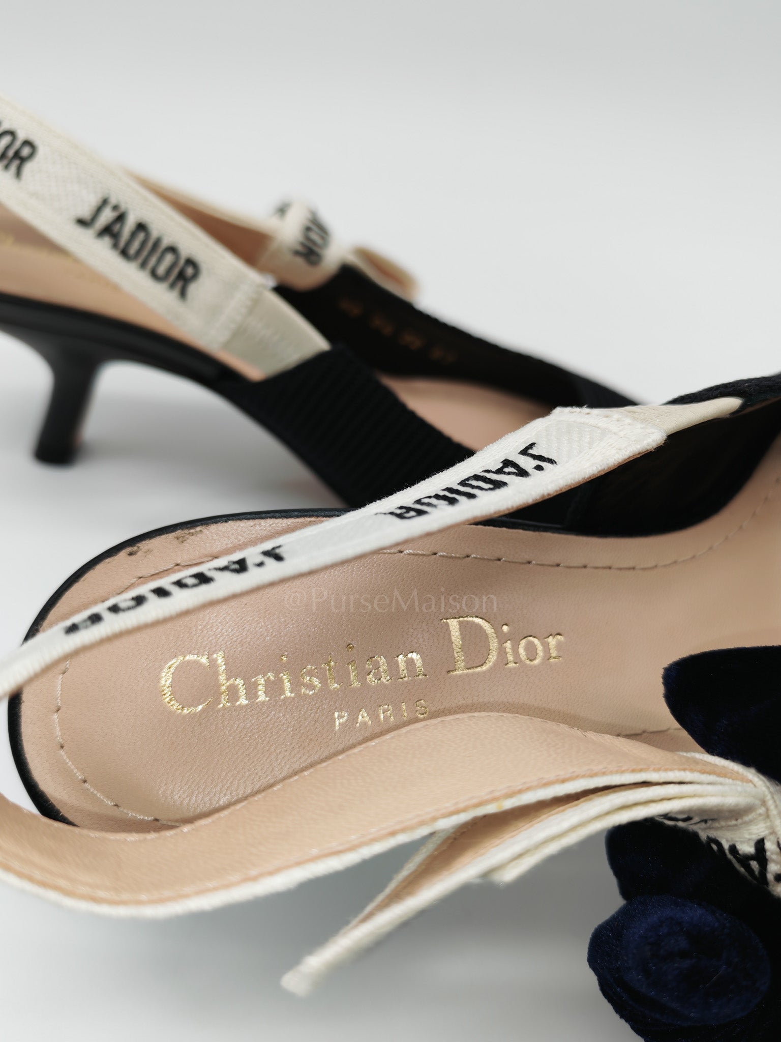 J'adior Slingback Pumps in Black Technical Fabric Size 37 EU (24cm) | Purse Maison Luxury Bags Shop