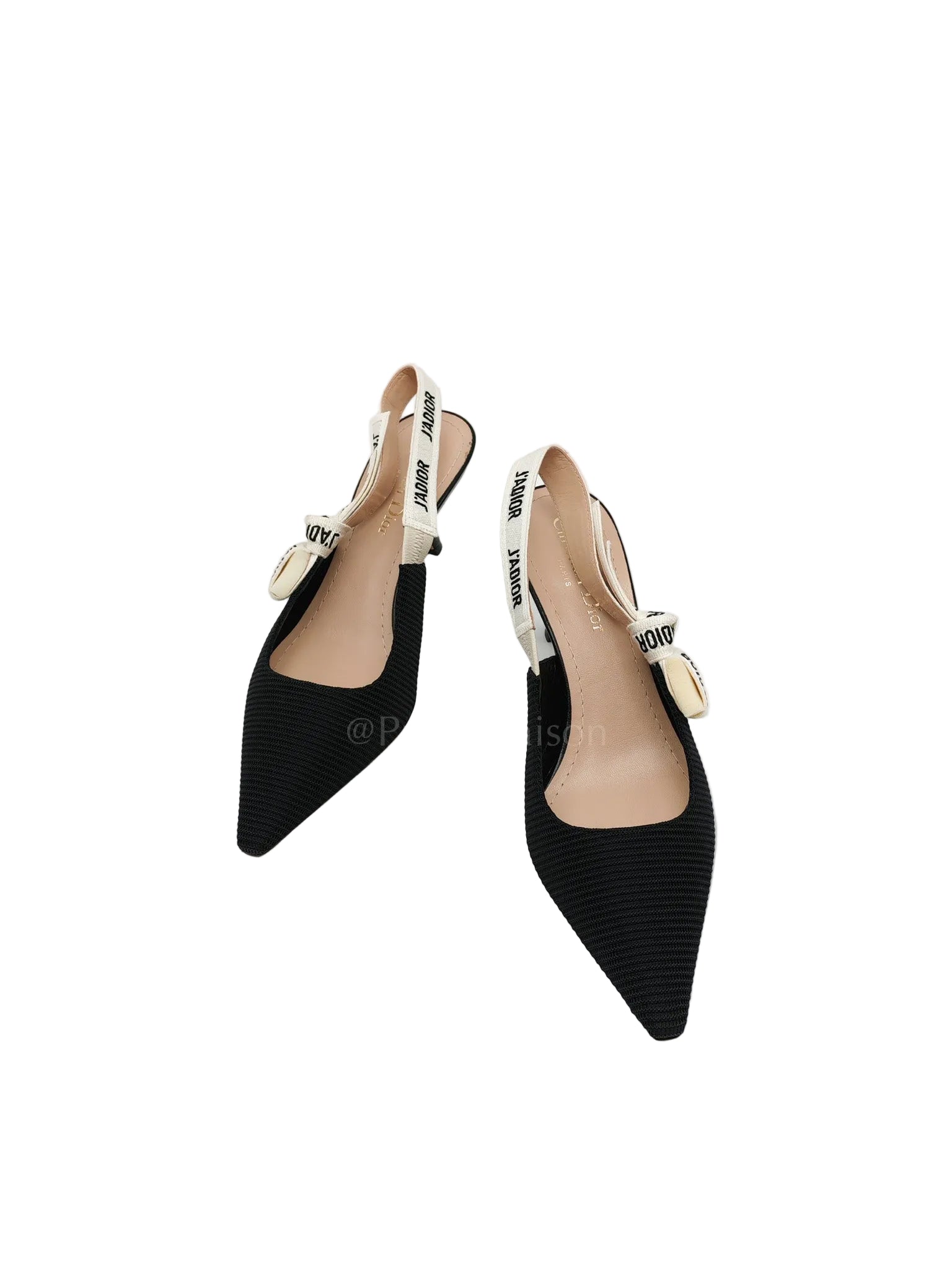 J'adior Slingback Pumps in Black Technical Fabric Size 37 EU (24cm) | Purse Maison Luxury Bags Shop