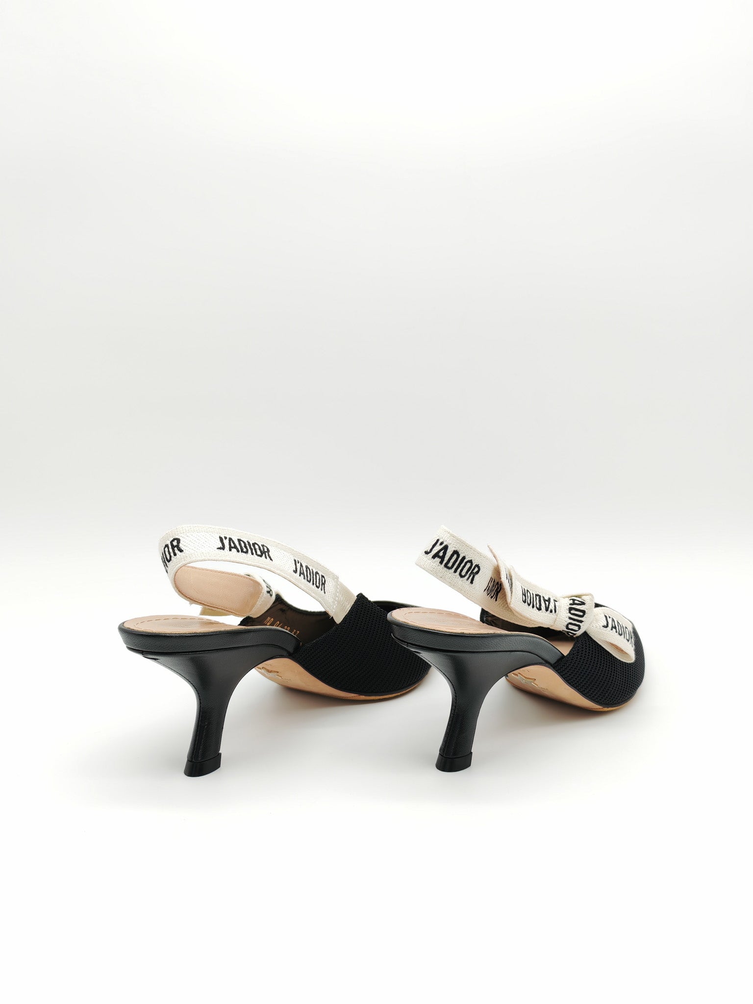 J'adior Slingback Pumps in Black Technical Fabric Size 37 EU (24cm) | Purse Maison Luxury Bags Shop