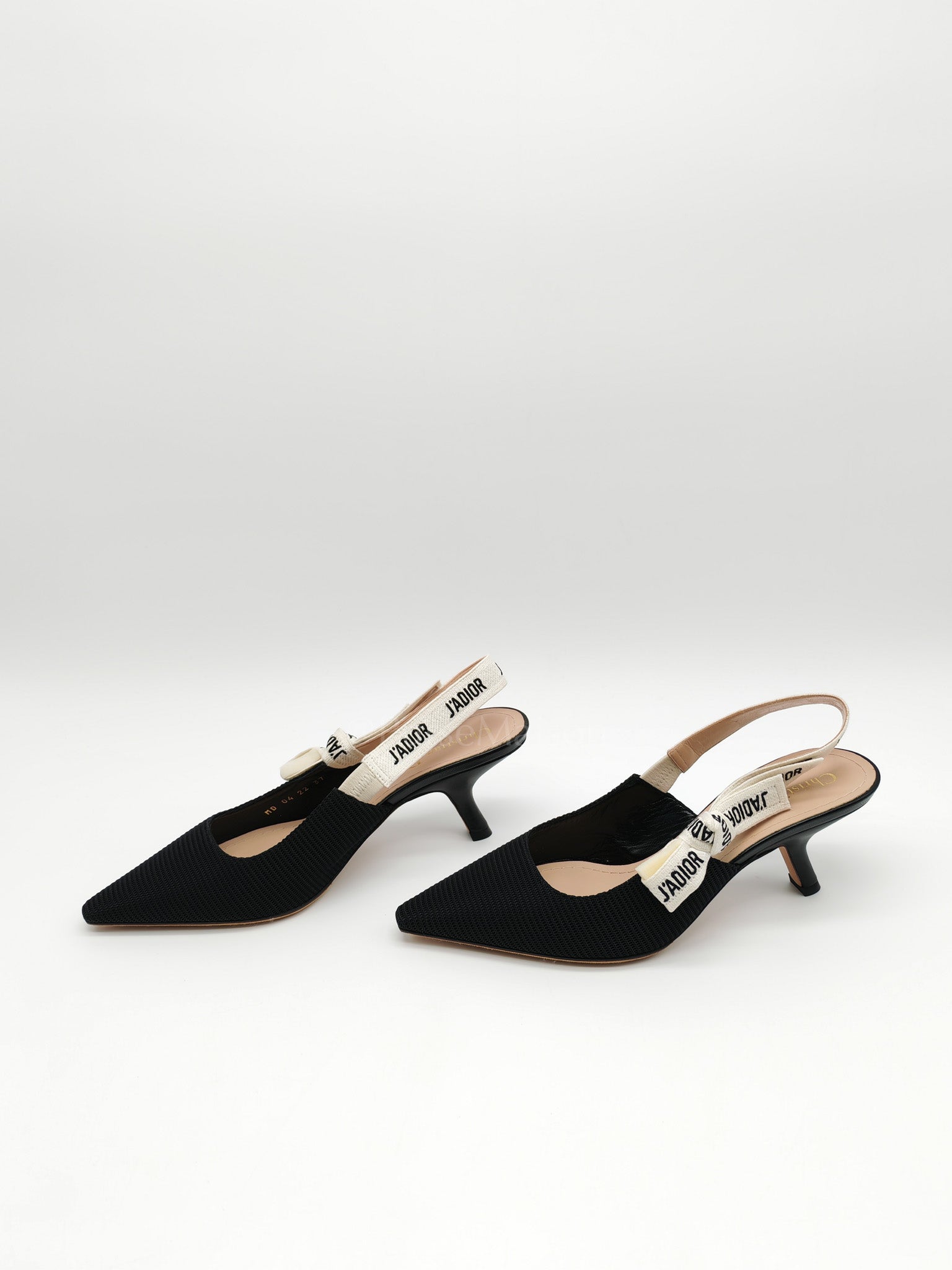J'adior Slingback Pumps in Black Technical Fabric Size 37 EU (24cm) | Purse Maison Luxury Bags Shop