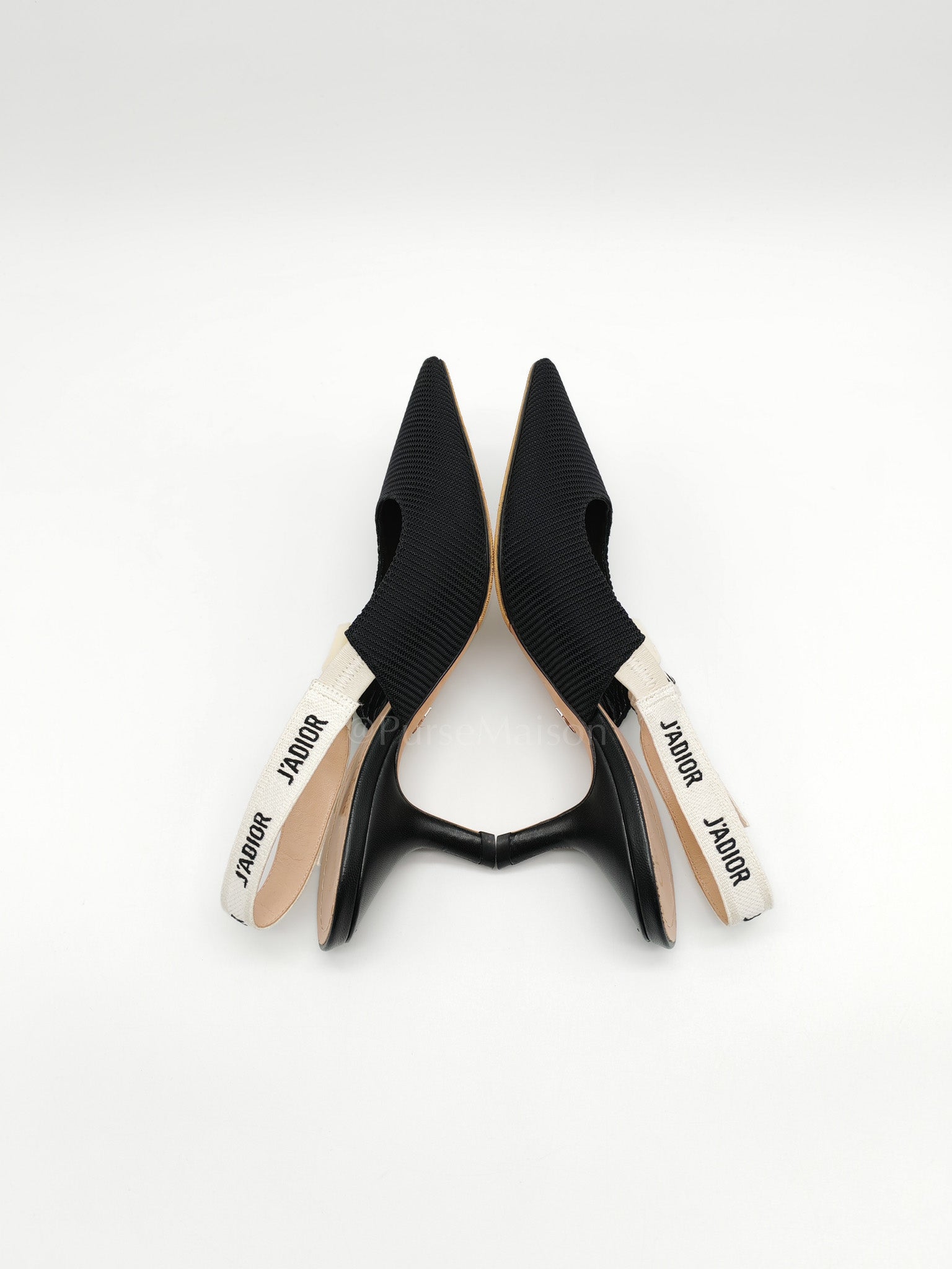 J'adior Slingback Pumps in Black Technical Fabric Size 37 EU (24cm) | Purse Maison Luxury Bags Shop