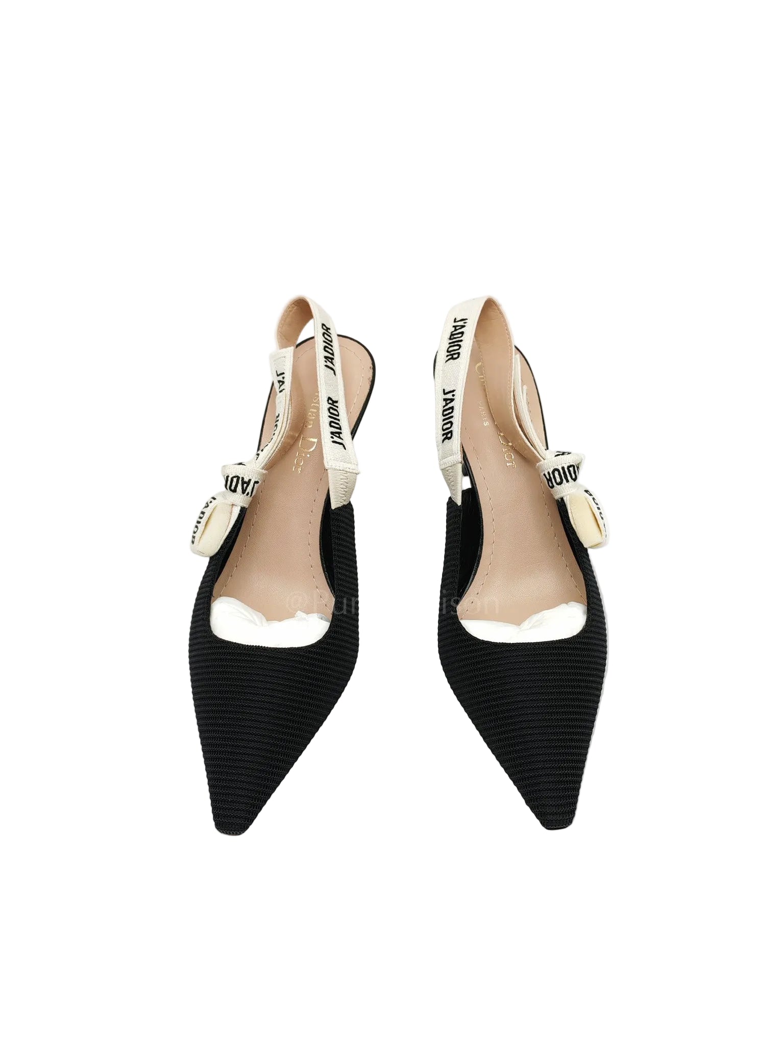 J'adior Slingback Pumps in Black Technical Fabric Size 37 EU (24cm) | Purse Maison Luxury Bags Shop