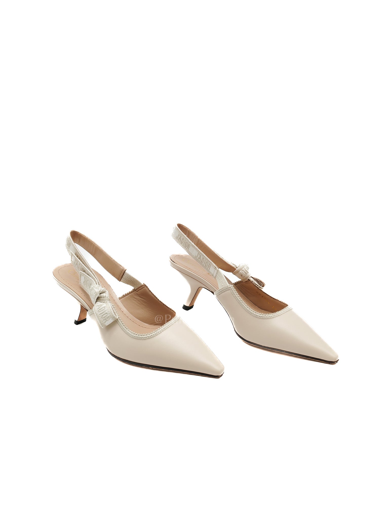 J’Adior Slingback Pumps in Powder Beige Calfskin Leather Size 37EU (23.5cm) | Purse Maison Luxury Bags Shop