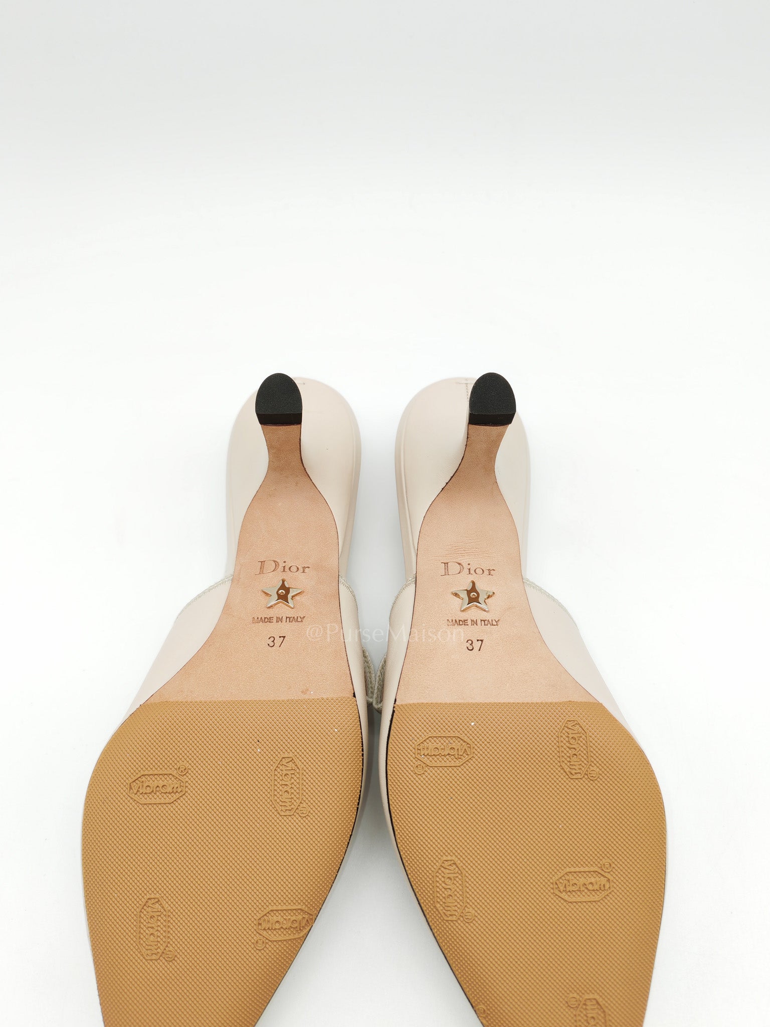 J’Adior Slingback Pumps in Powder Beige Calfskin Leather Size 37EU (23.5cm) | Purse Maison Luxury Bags Shop
