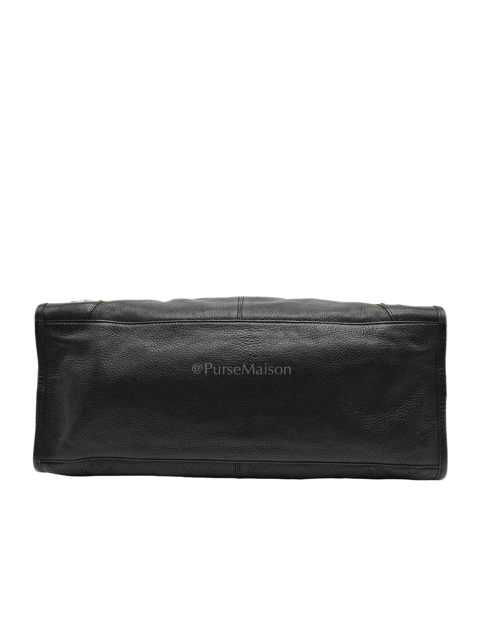 Balenciaga City Metallic Edge in Large Black Chevre Leather Shoulder Bag