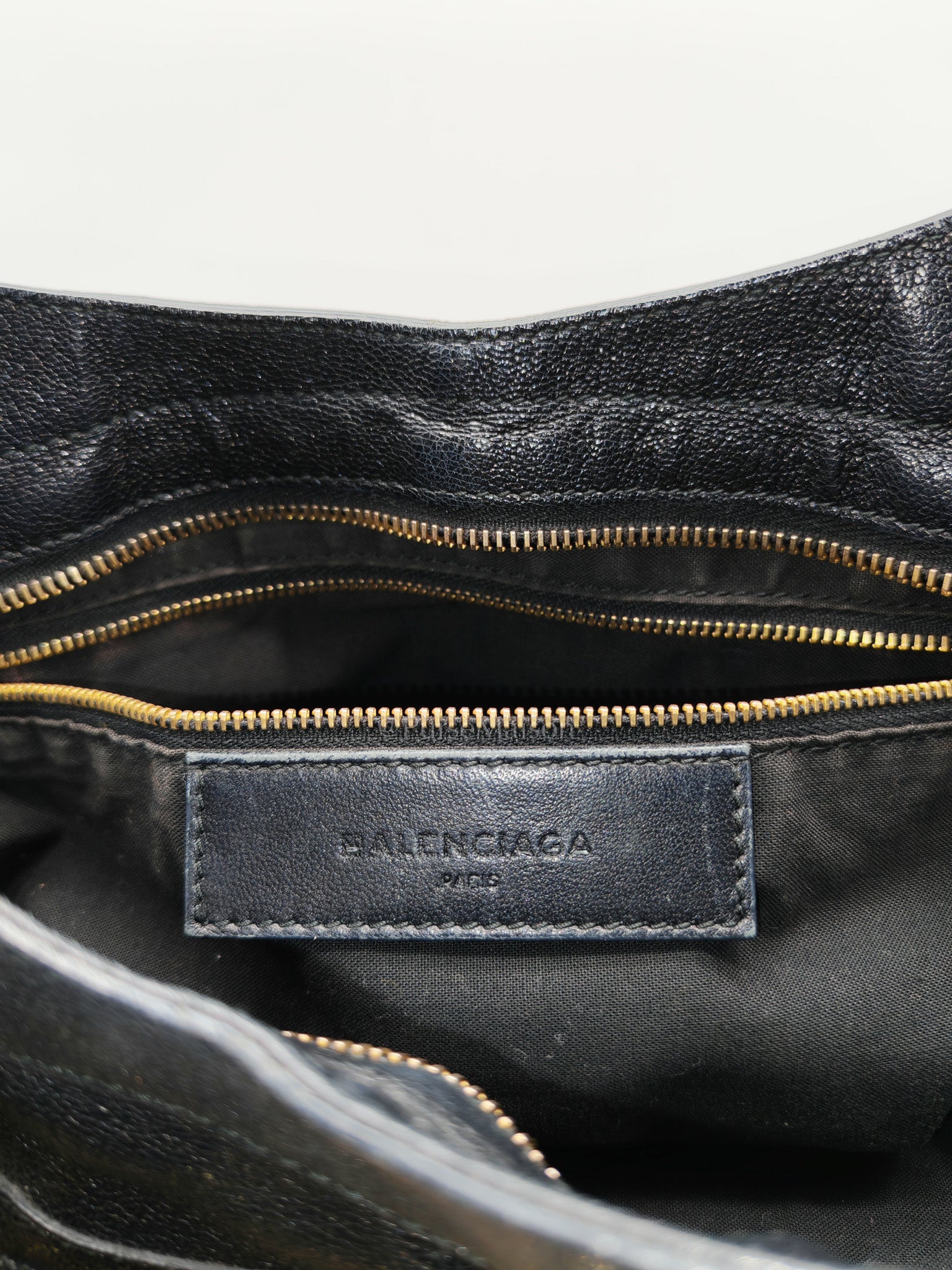 Balenciaga City Metallic Edge in Large Black Chevre Leather Shoulder Bag