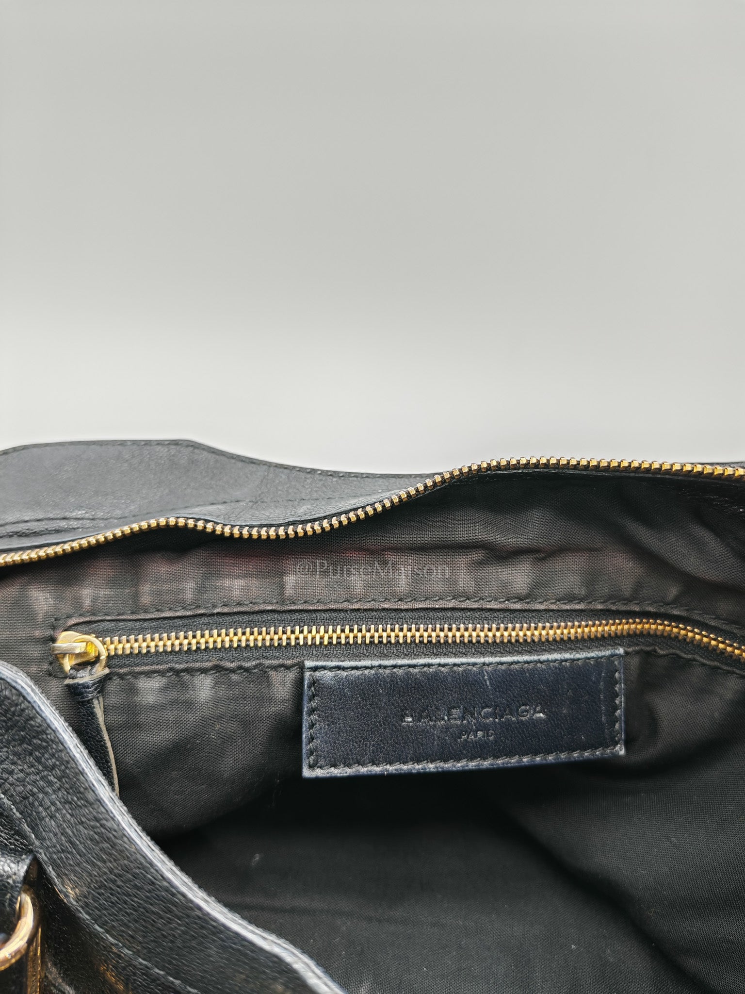 Balenciaga City Metallic Edge in Large Black Chevre Leather Shoulder Bag
