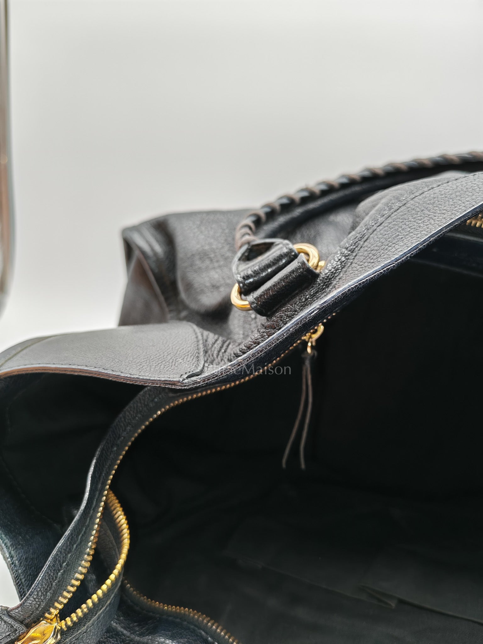 Balenciaga City Metallic Edge in Large Black Chevre Leather Shoulder Bag