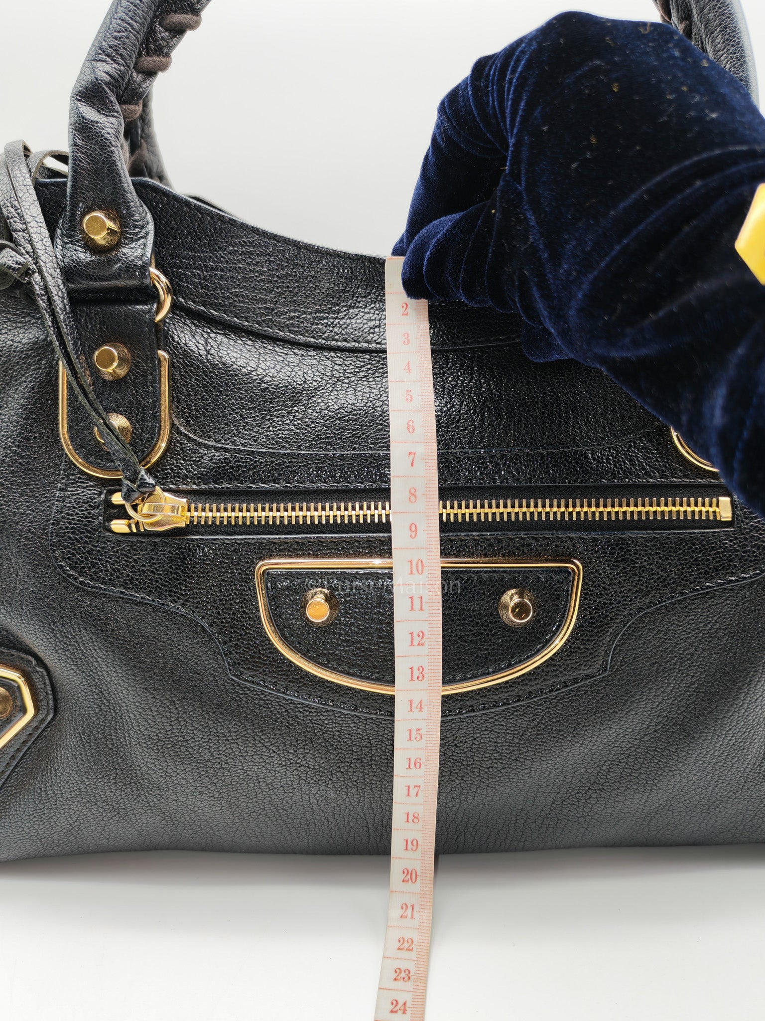 Balenciaga City Metallic Edge in Large Black Chevre Leather Shoulder Bag