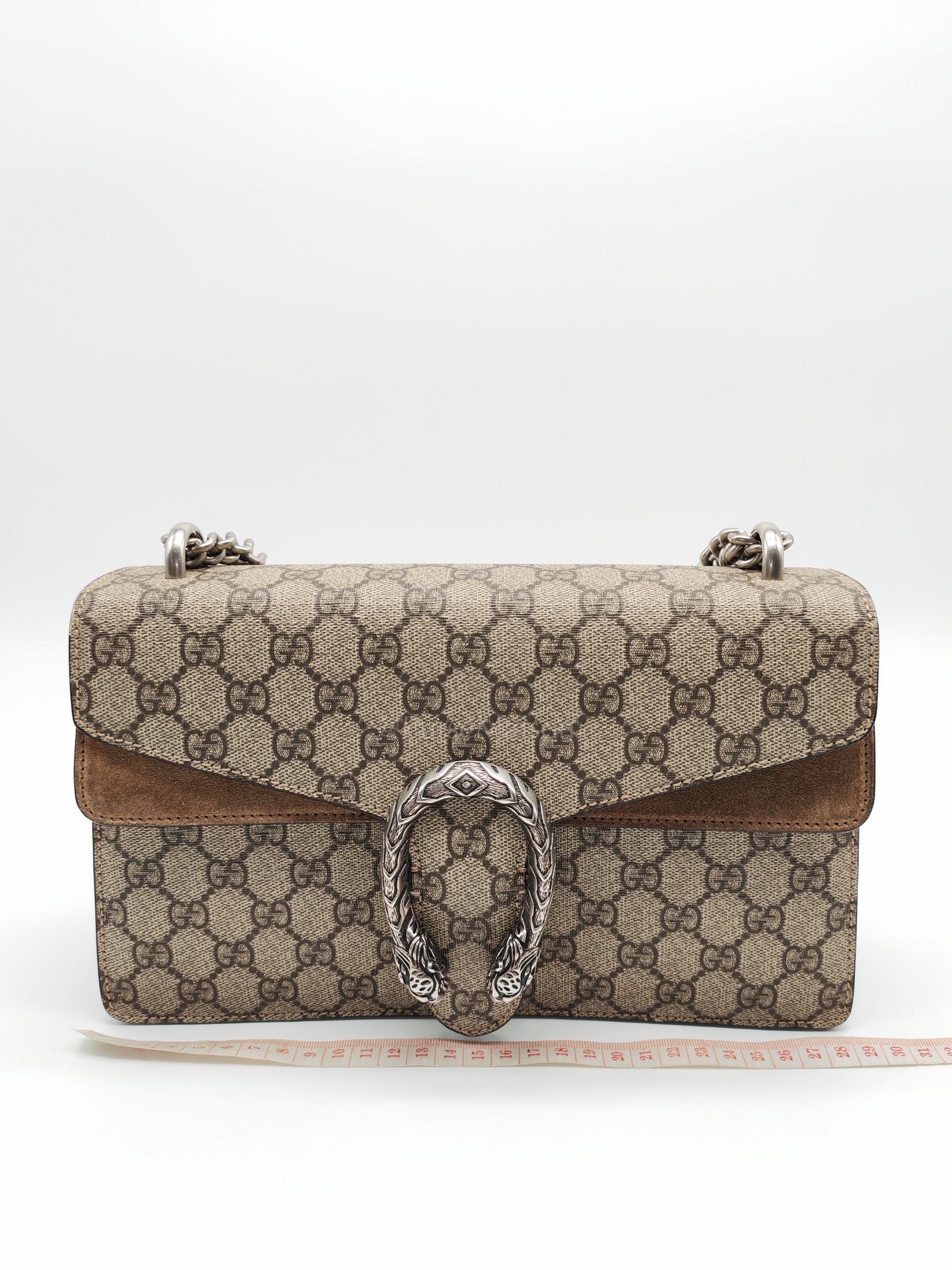Dionysus Shoulder Bag Small in GG Supreme Canvas & Silver Hardware