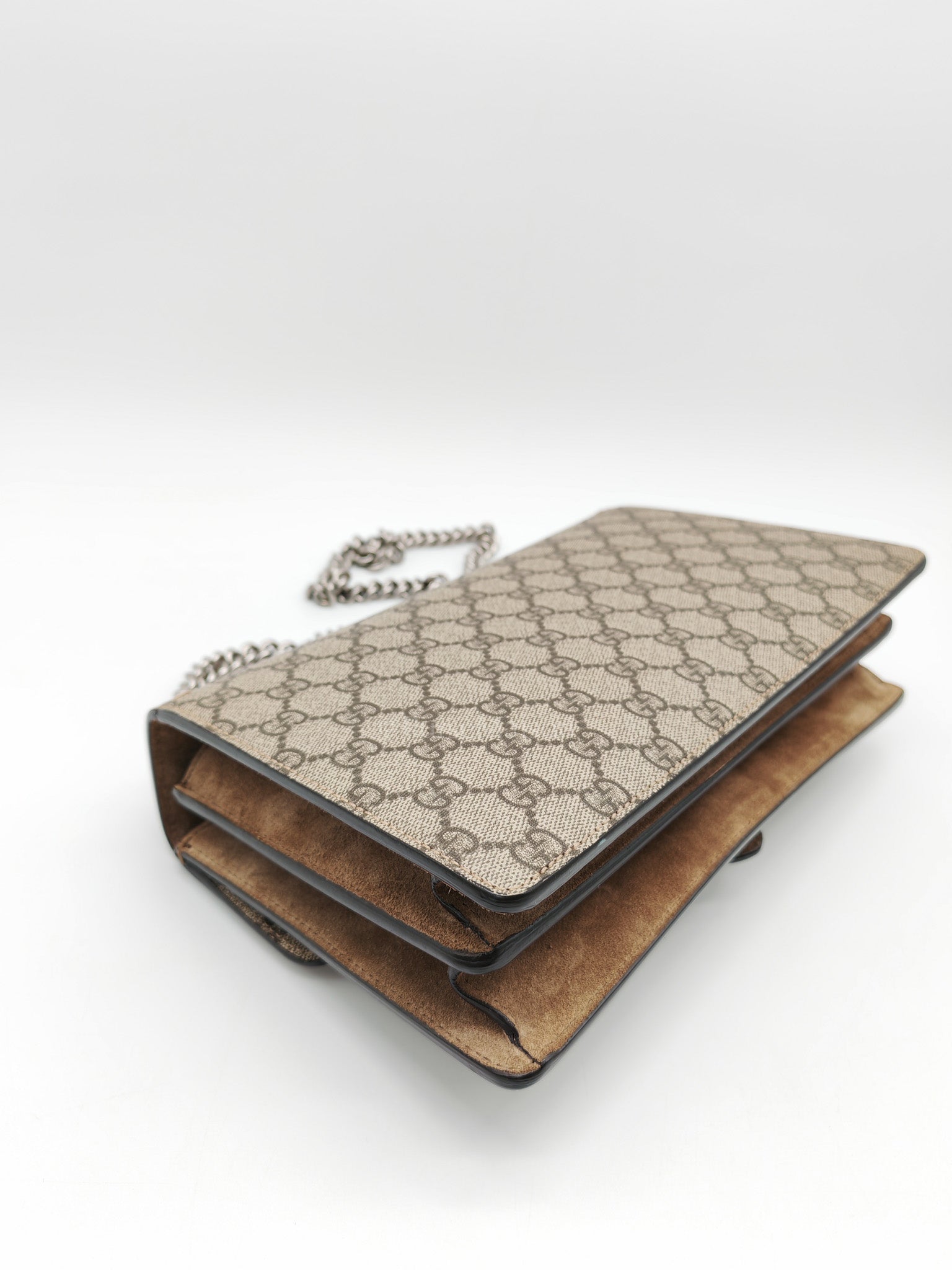 Dionysus Shoulder Bag Small in GG Supreme Canvas & Silver Hardware