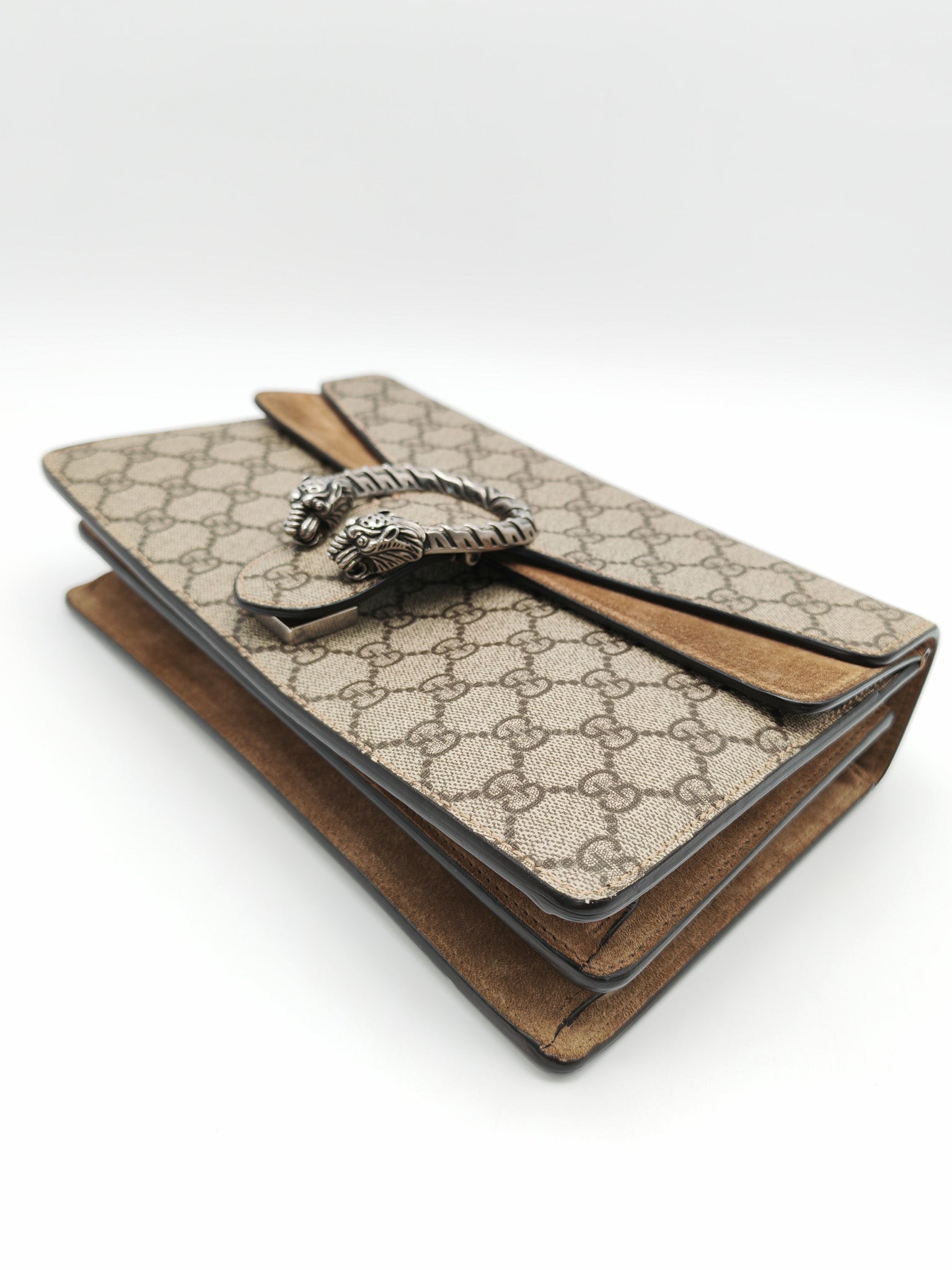 Dionysus Shoulder Bag Small in GG Supreme Canvas & Silver Hardware