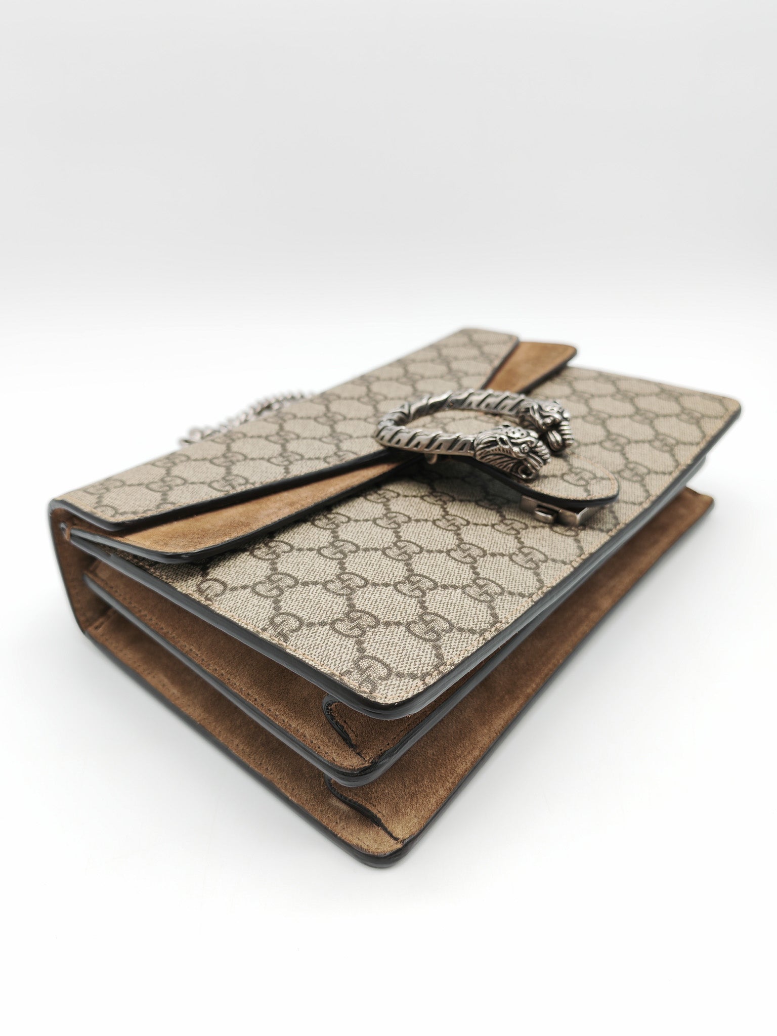 Dionysus Shoulder Bag Small in GG Supreme Canvas & Silver Hardware
