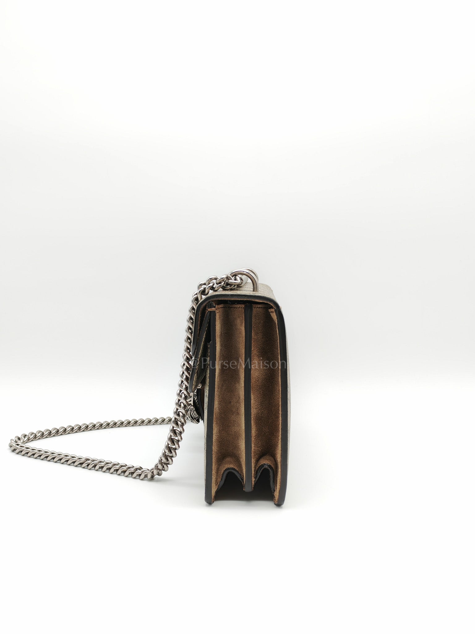Dionysus Shoulder Bag Small in GG Supreme Canvas & Silver Hardware