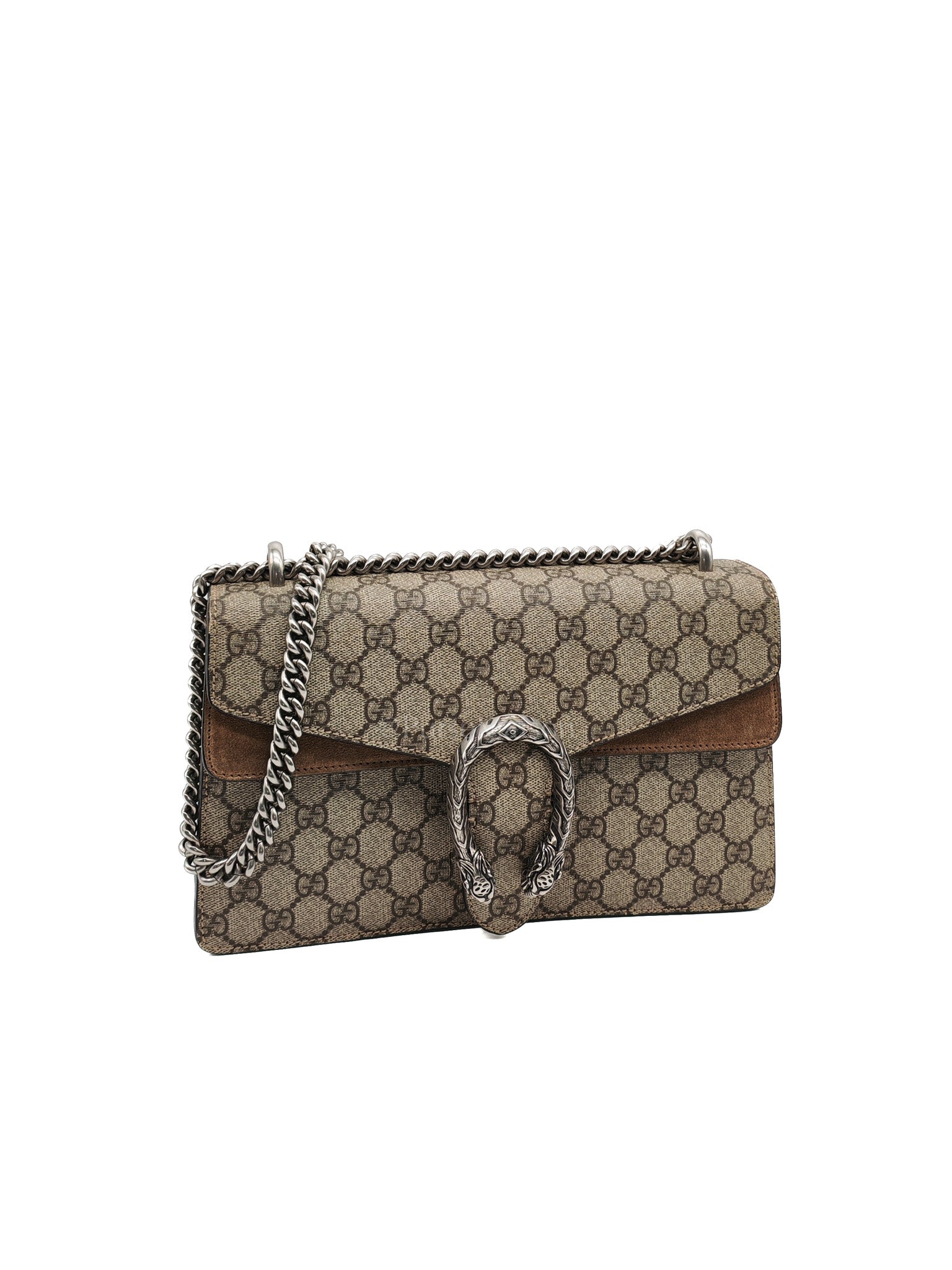 Dionysus Shoulder Bag Small in GG Supreme Canvas & Silver Hardware