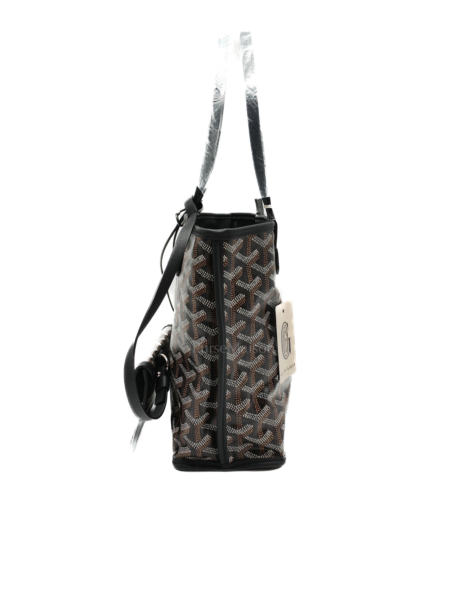 Mini Anjou in Black Goyardine Canvas with Croc Magnetic Clip
