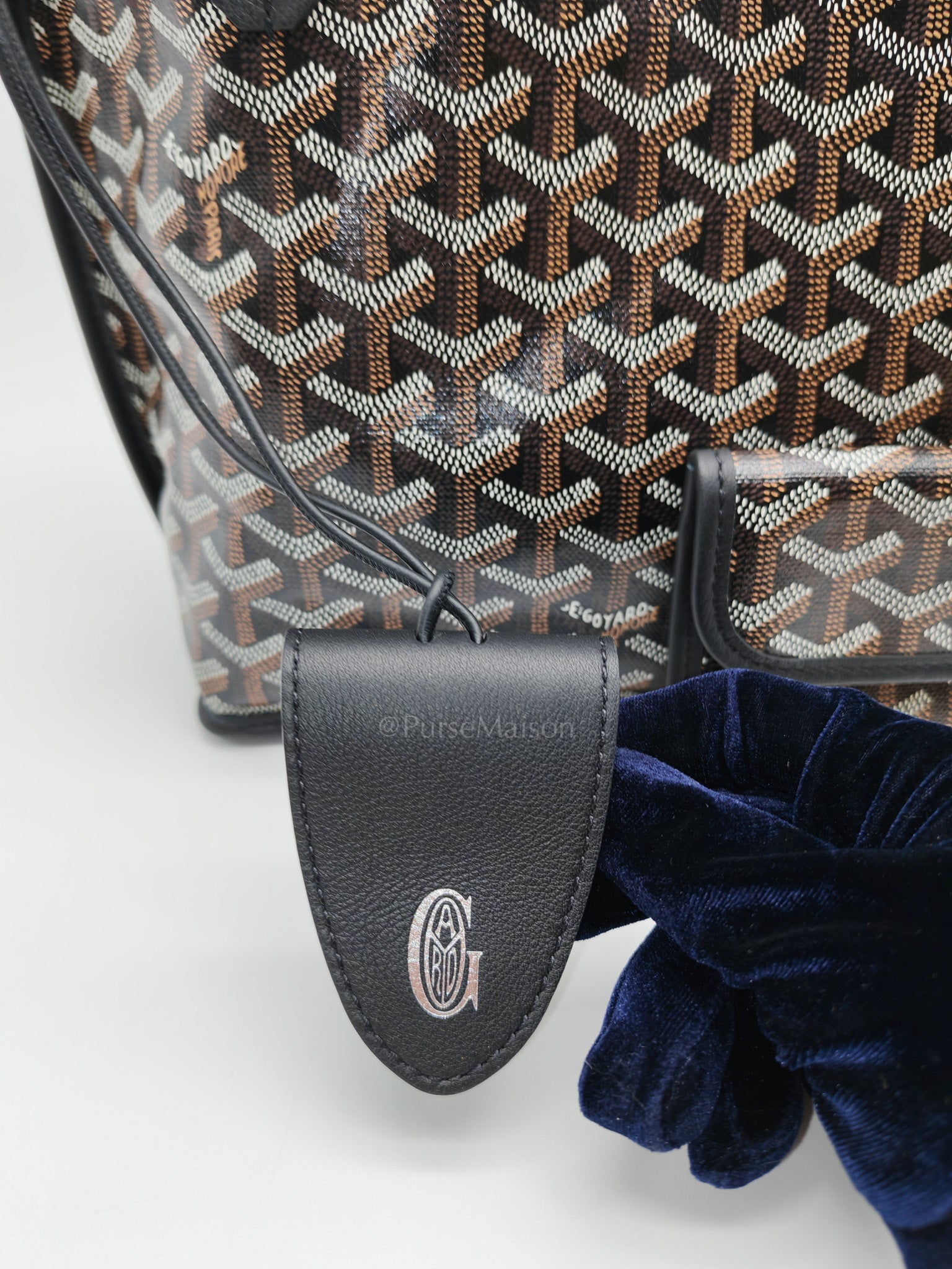 Mini Anjou in Black Goyardine Canvas with Croc Magnetic Clip