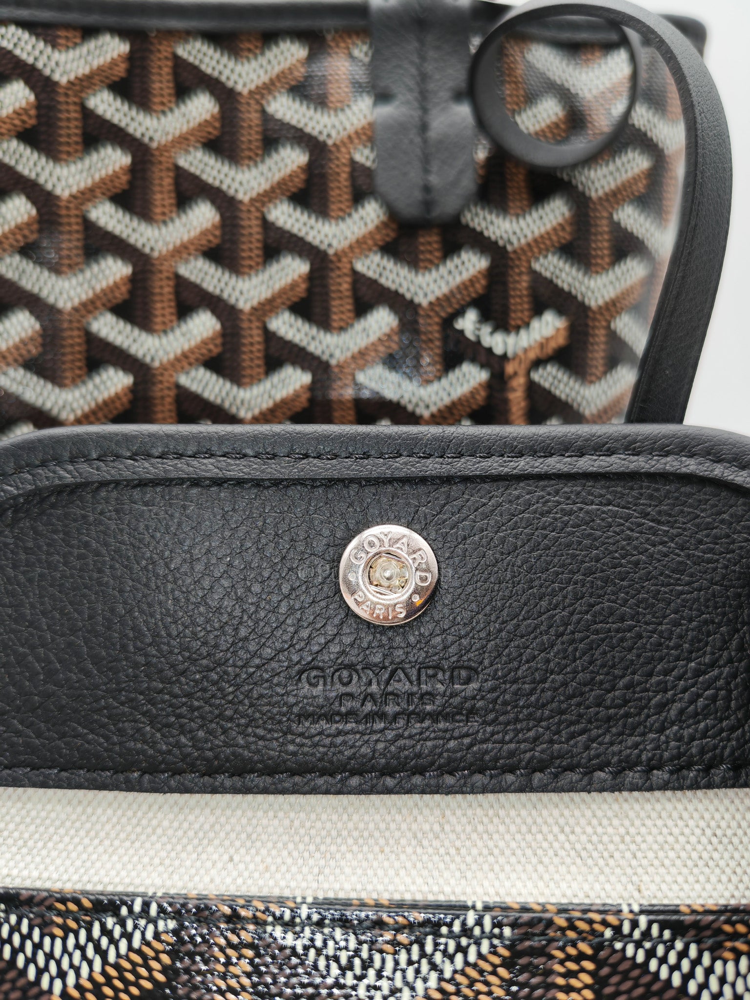 Mini Anjou in Black Goyardine Canvas with Croc Magnetic Clip