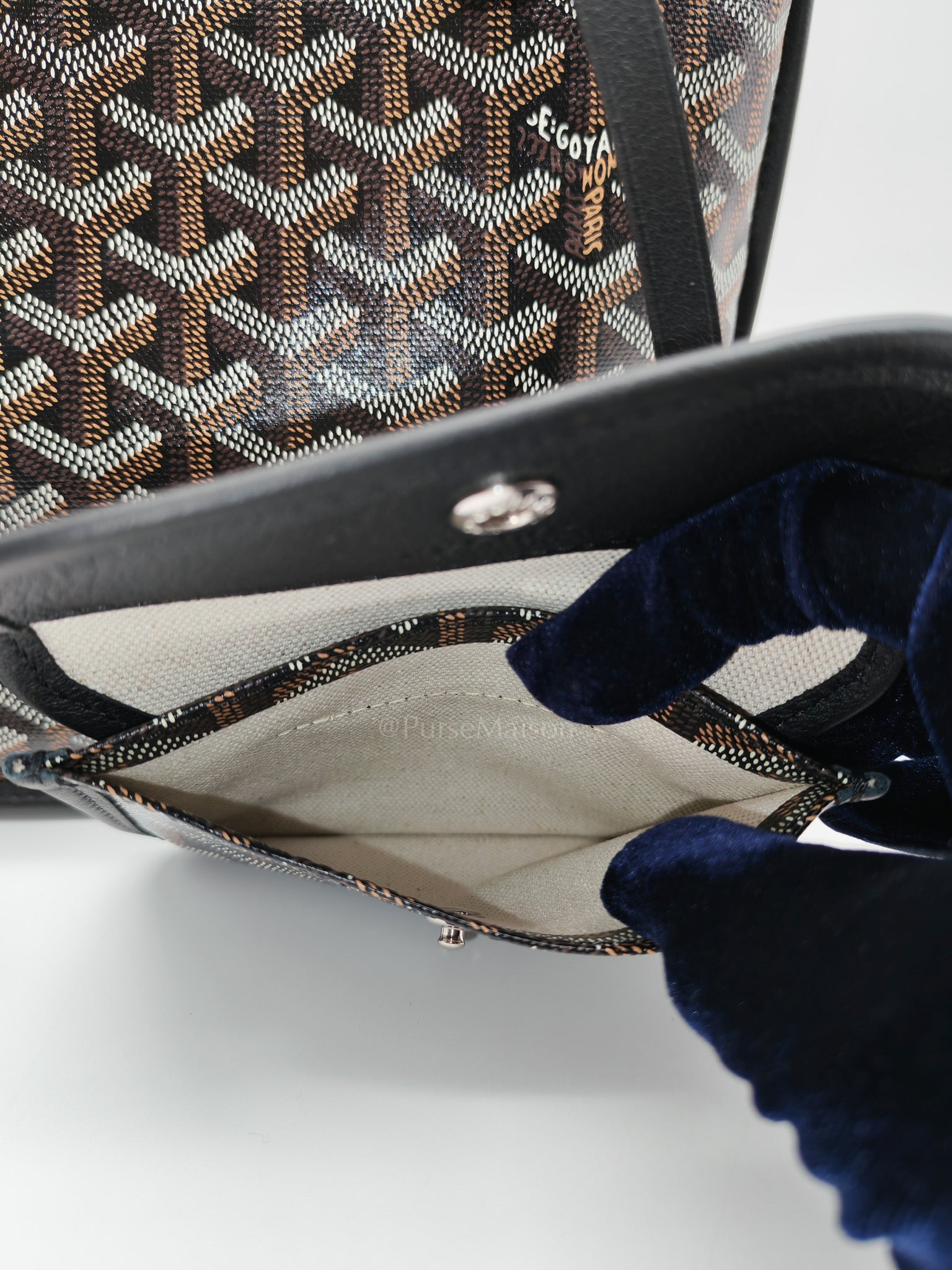 Mini Anjou in Black Goyardine Canvas with Croc Magnetic Clip