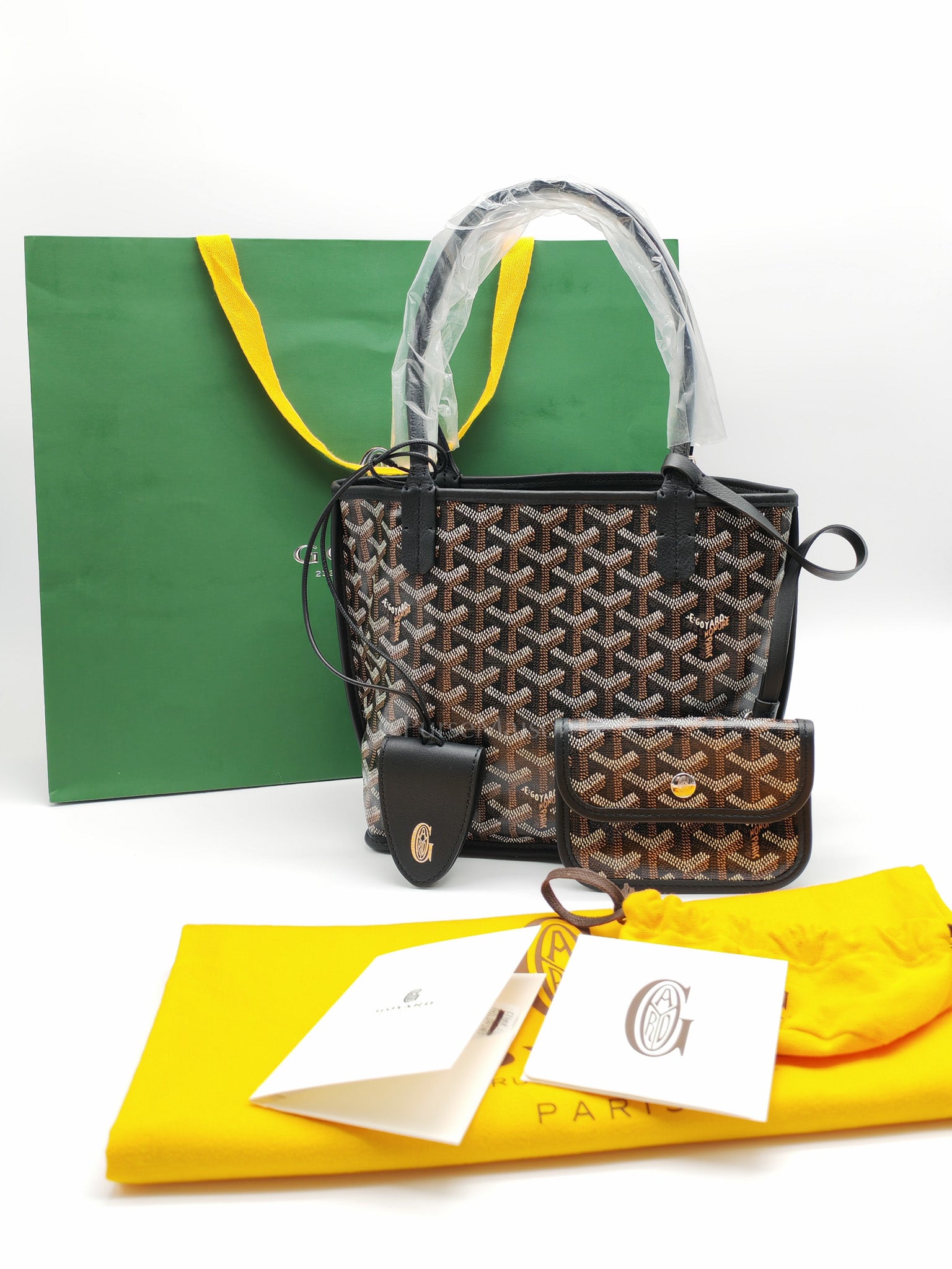Mini Anjou in Black Goyardine Canvas with Croc Magnetic Clip