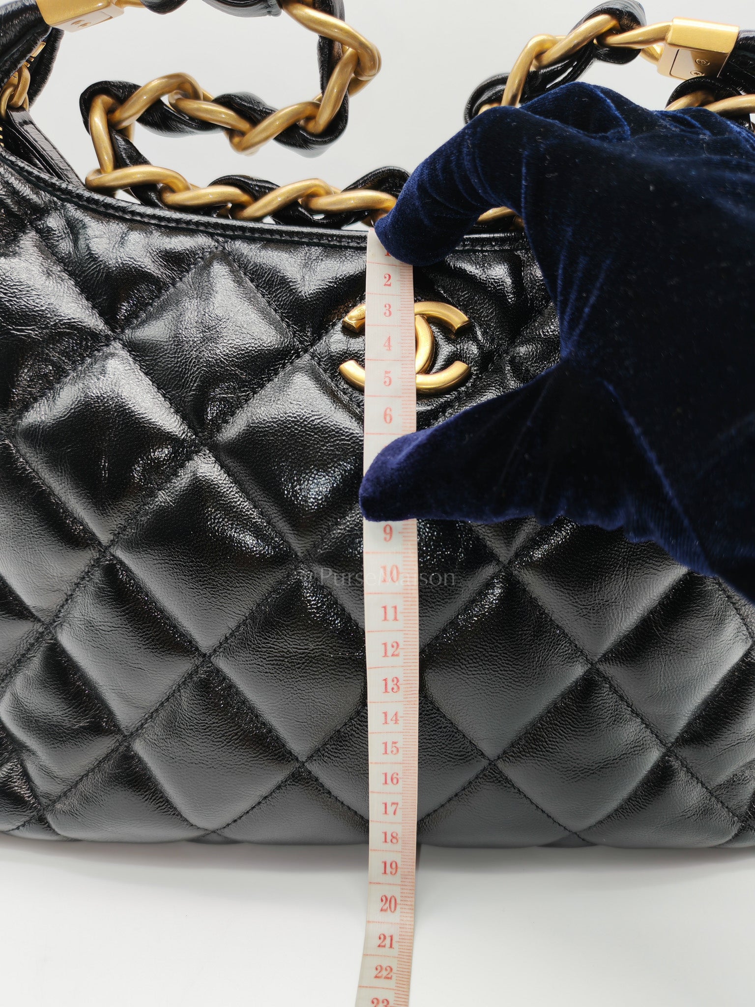 24A Hobo Bag in Black Lambskin Leather & Aged Gold Hardware Microchip